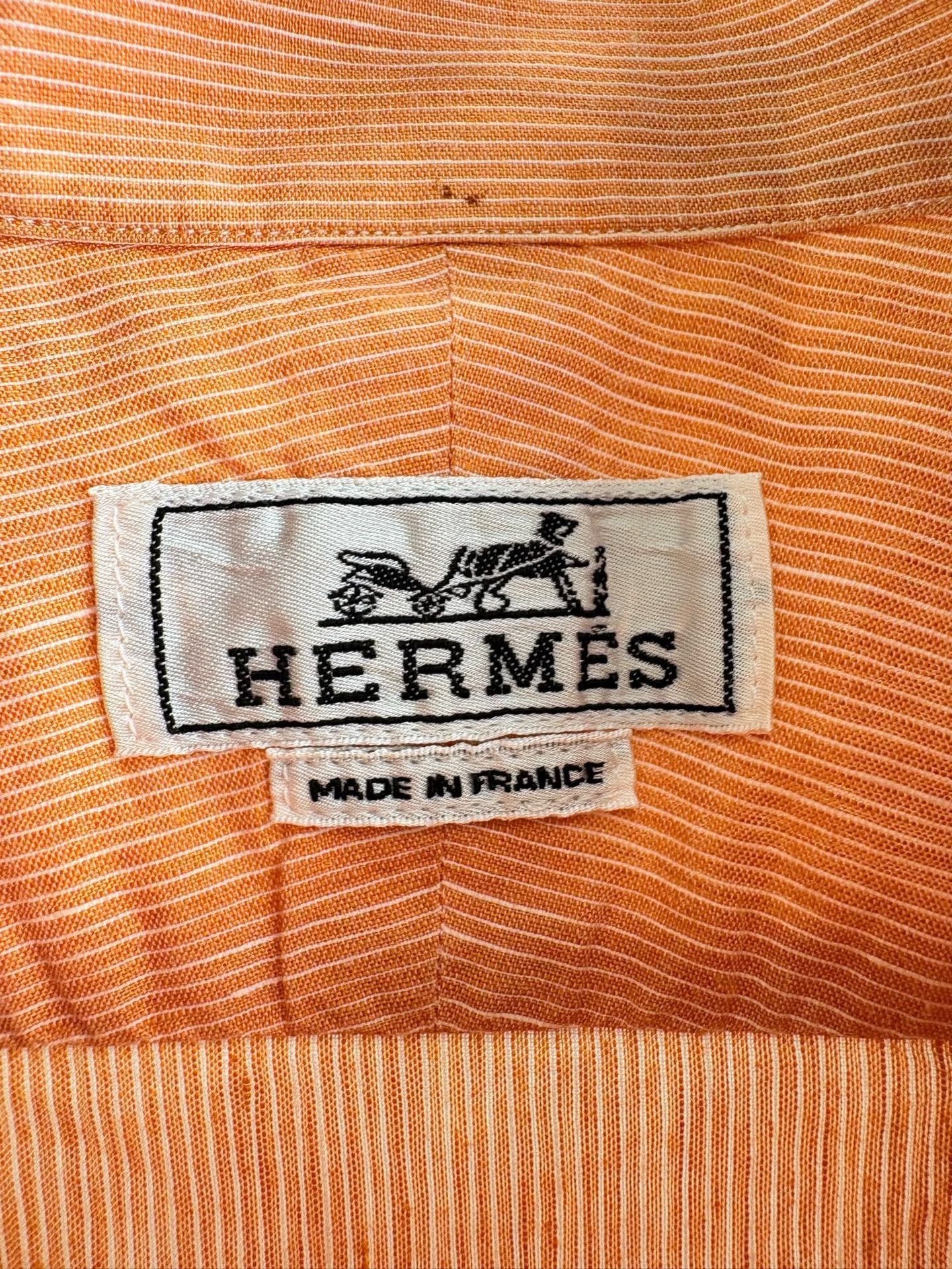 Hermes Hermes Striped Linen Short Sleeve Shirt 43 Size US L / EU 52-54 / 3 - 4 Thumbnail