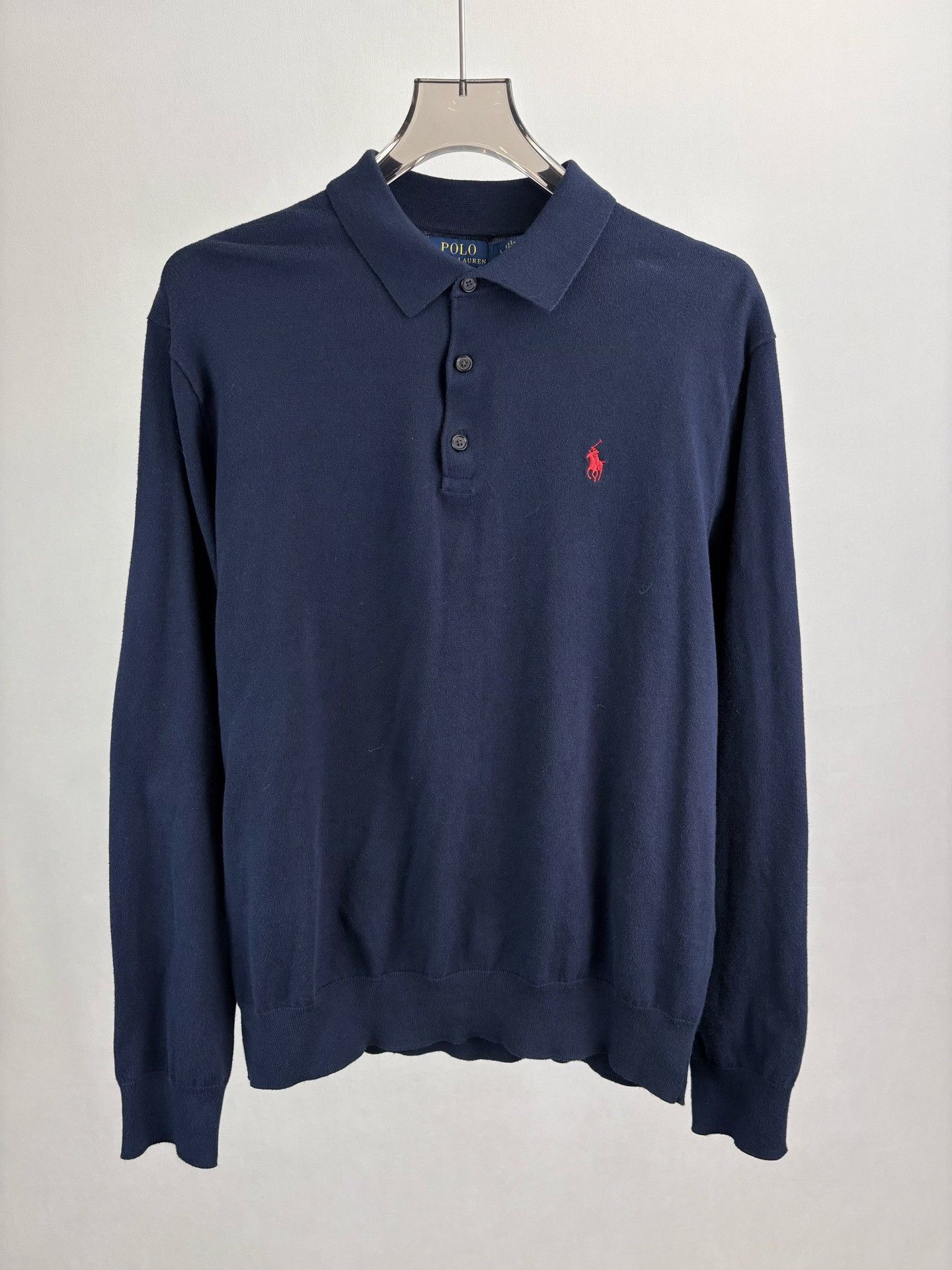 Polo Ralph Lauren Polo Ralph Lauren Navy Cotton Long Sleeve Polo L Size US L / EU 52-54 / 3 - 2 Thumbnail