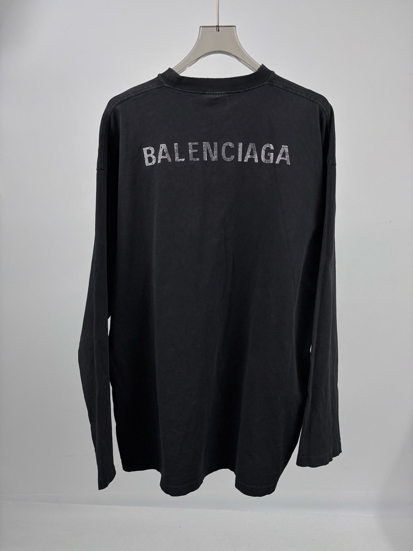 Balenciaga Balenciaga Rhinestone Logo Long Sleeve T-Shirt Size 2 Size US M / EU 48-50 / 2 - 2 Thumbnail