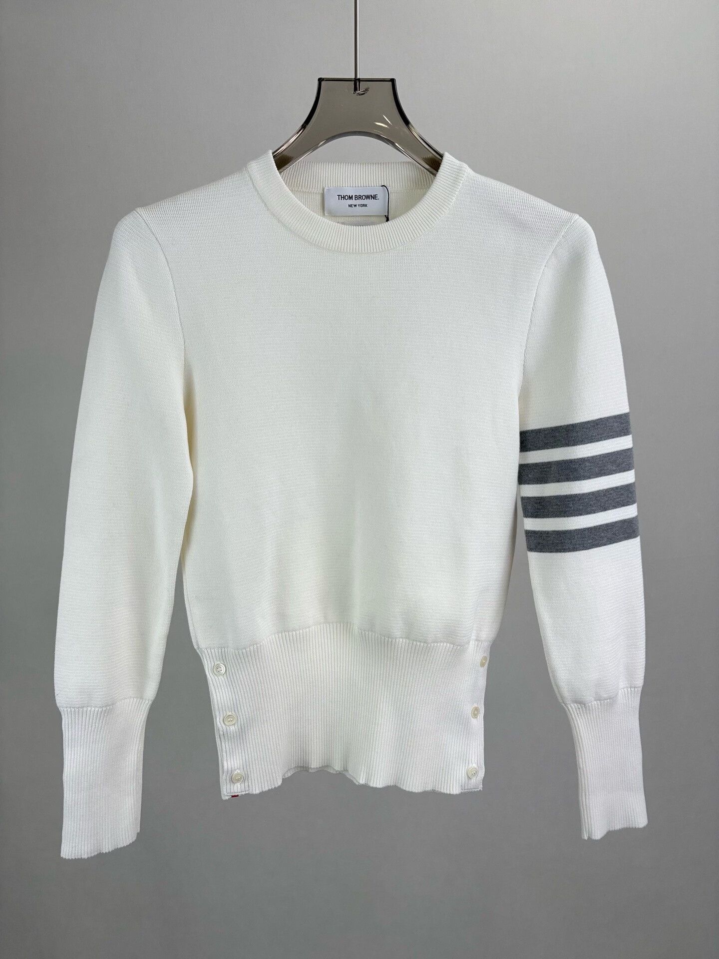 Thom Browne Thom Browne 4-Bar White Cotton Knit Sweater IT 40 Size S / US 4 / IT 40 - 2 Thumbnail