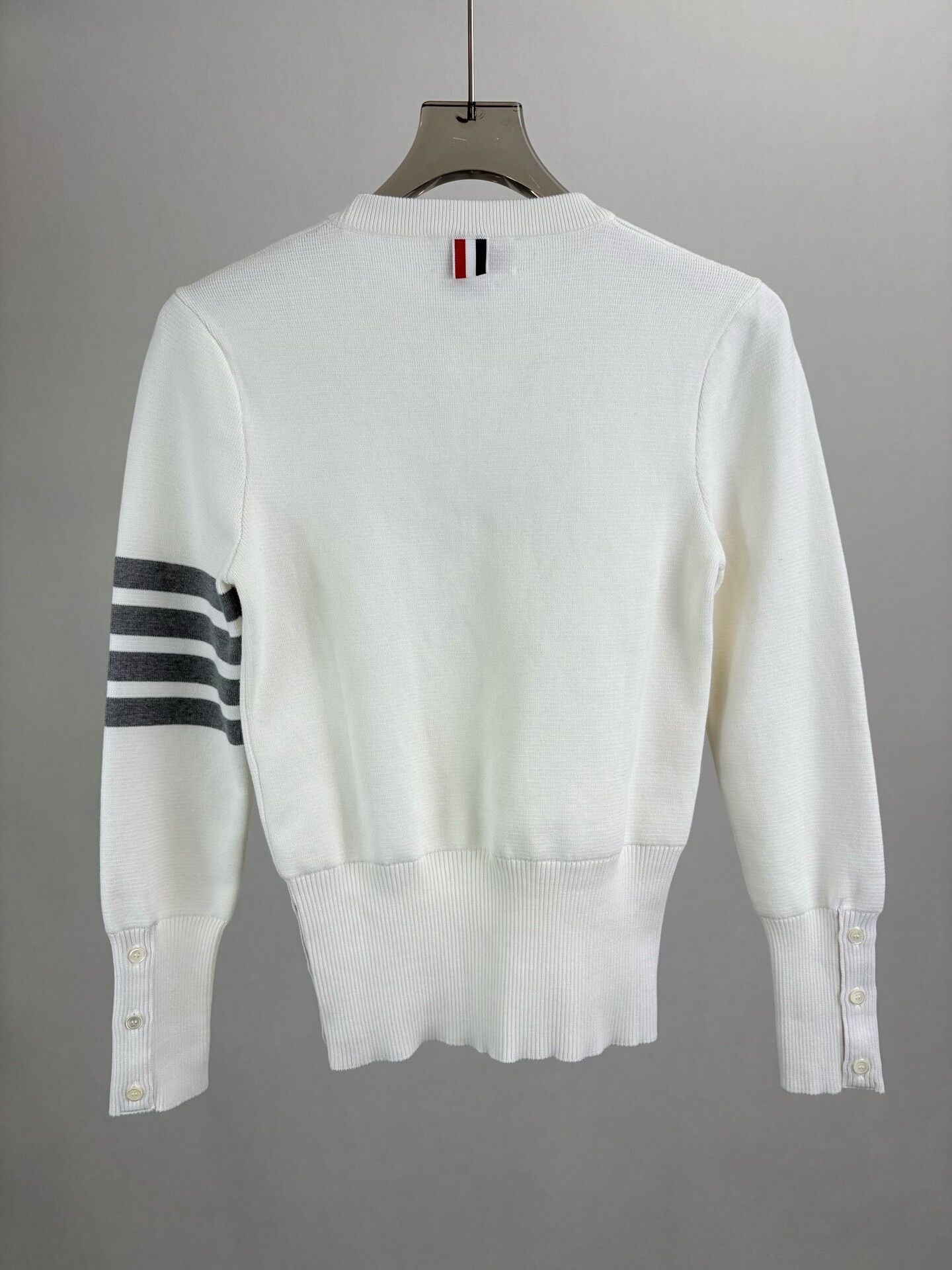 Thom Browne Thom Browne 4-Bar White Cotton Knit Sweater IT 40 Size S / US 4 / IT 40 - 3 Thumbnail