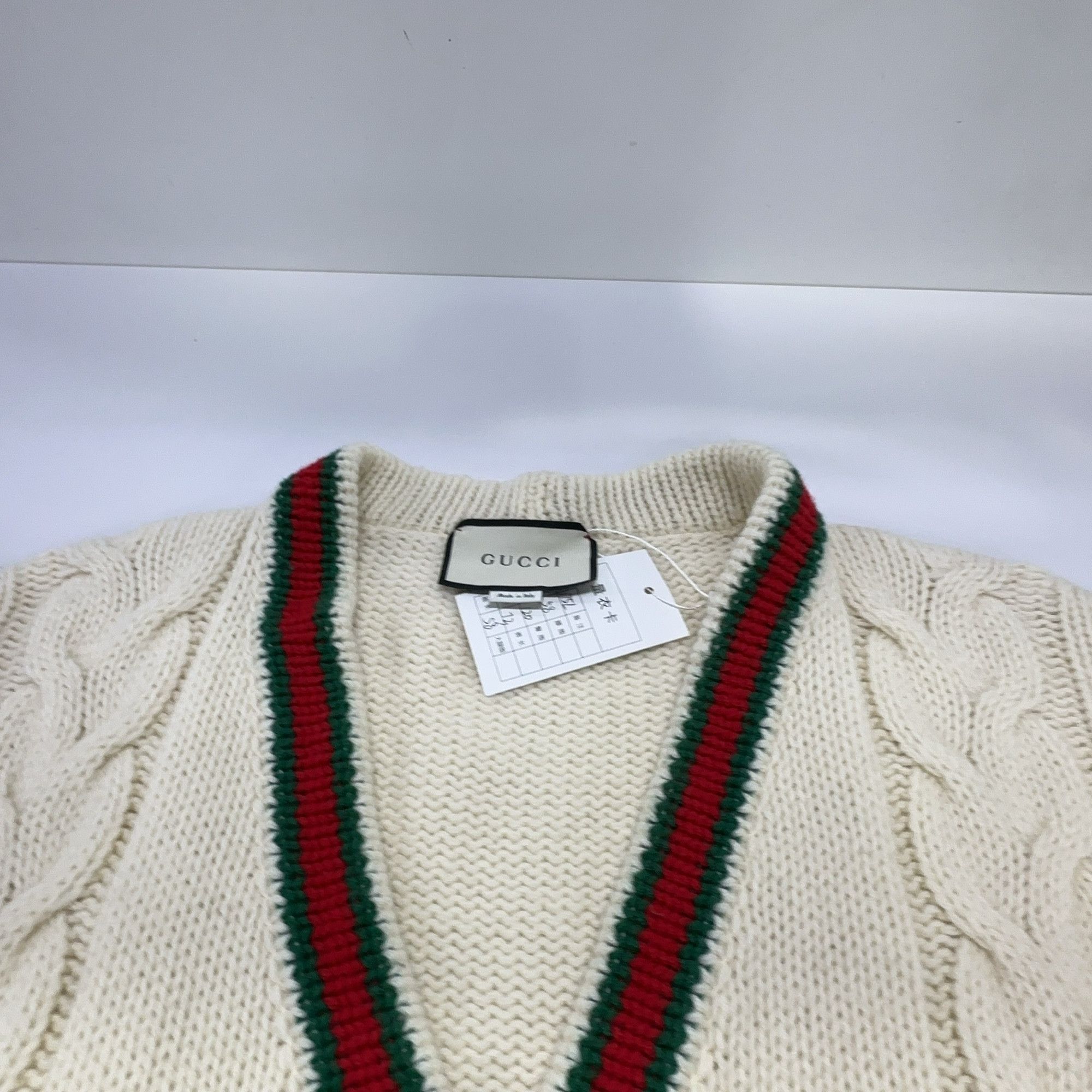 Gucci Gucci Cable Knit Web Stripe Cardigan L Size US L / EU 52-54 / 3 - 10 Thumbnail