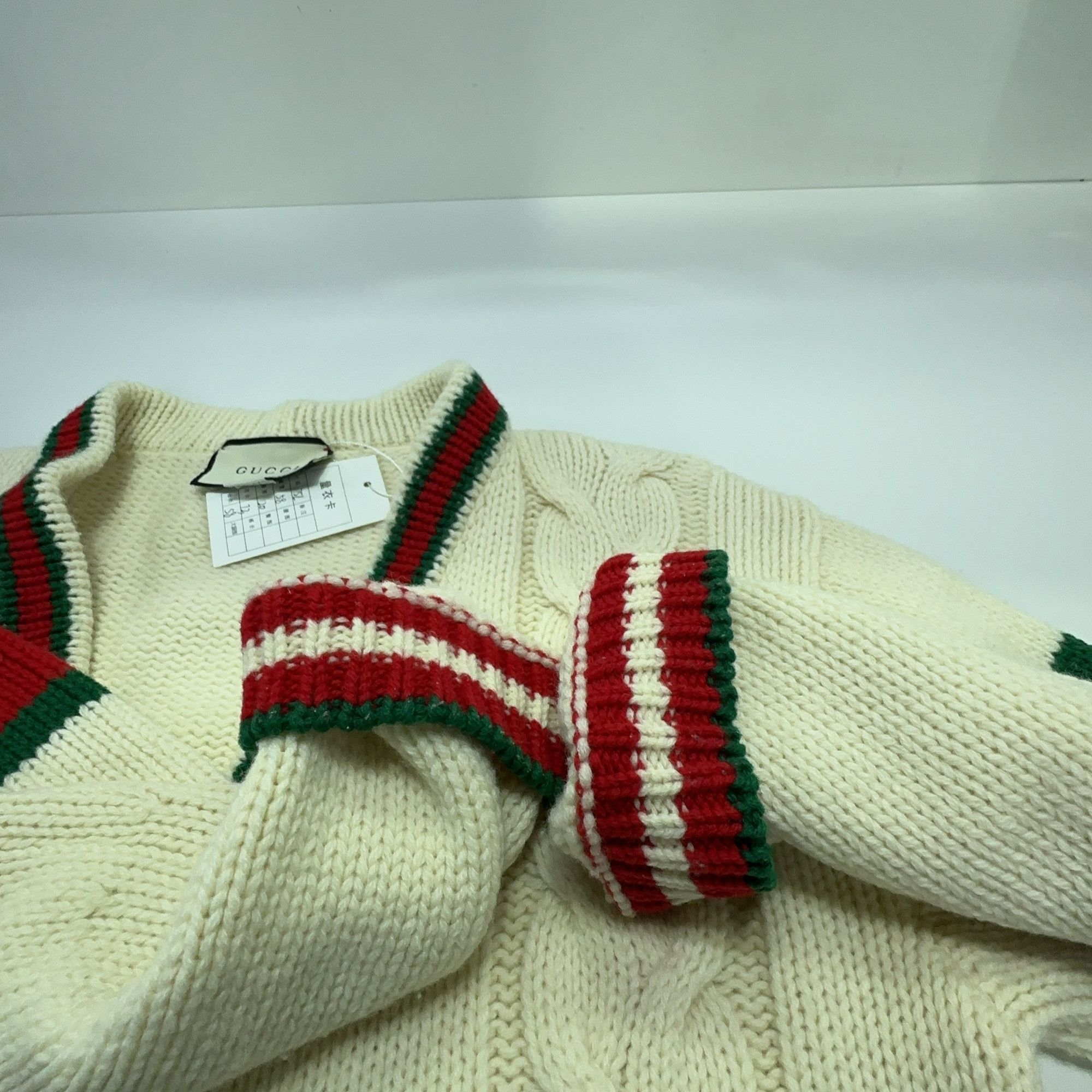 Gucci Gucci Cable Knit Web Stripe Cardigan L Size US L / EU 52-54 / 3 - 8 Thumbnail