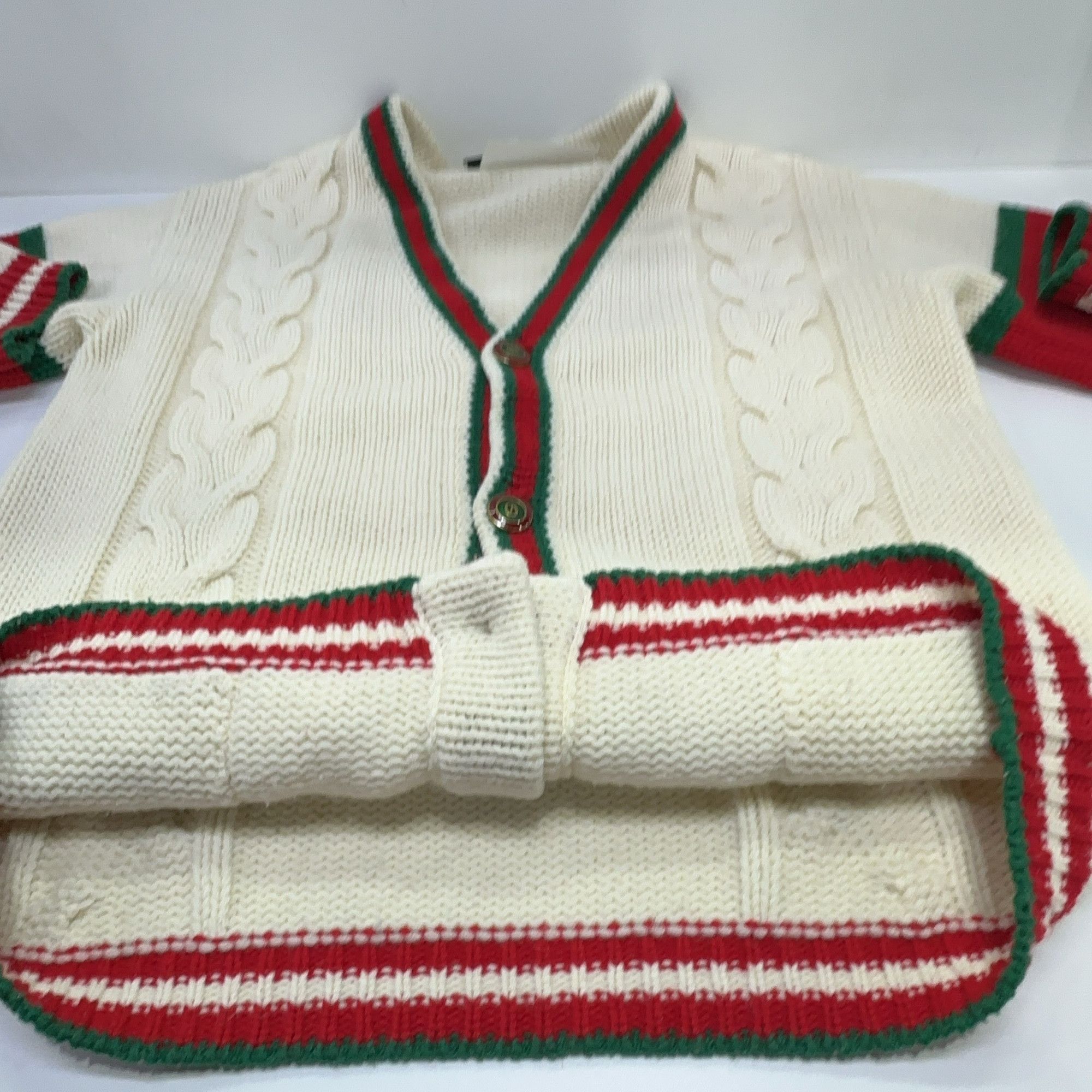 Gucci Gucci Cable Knit Web Stripe Cardigan L Size US L / EU 52-54 / 3 - 11 Thumbnail