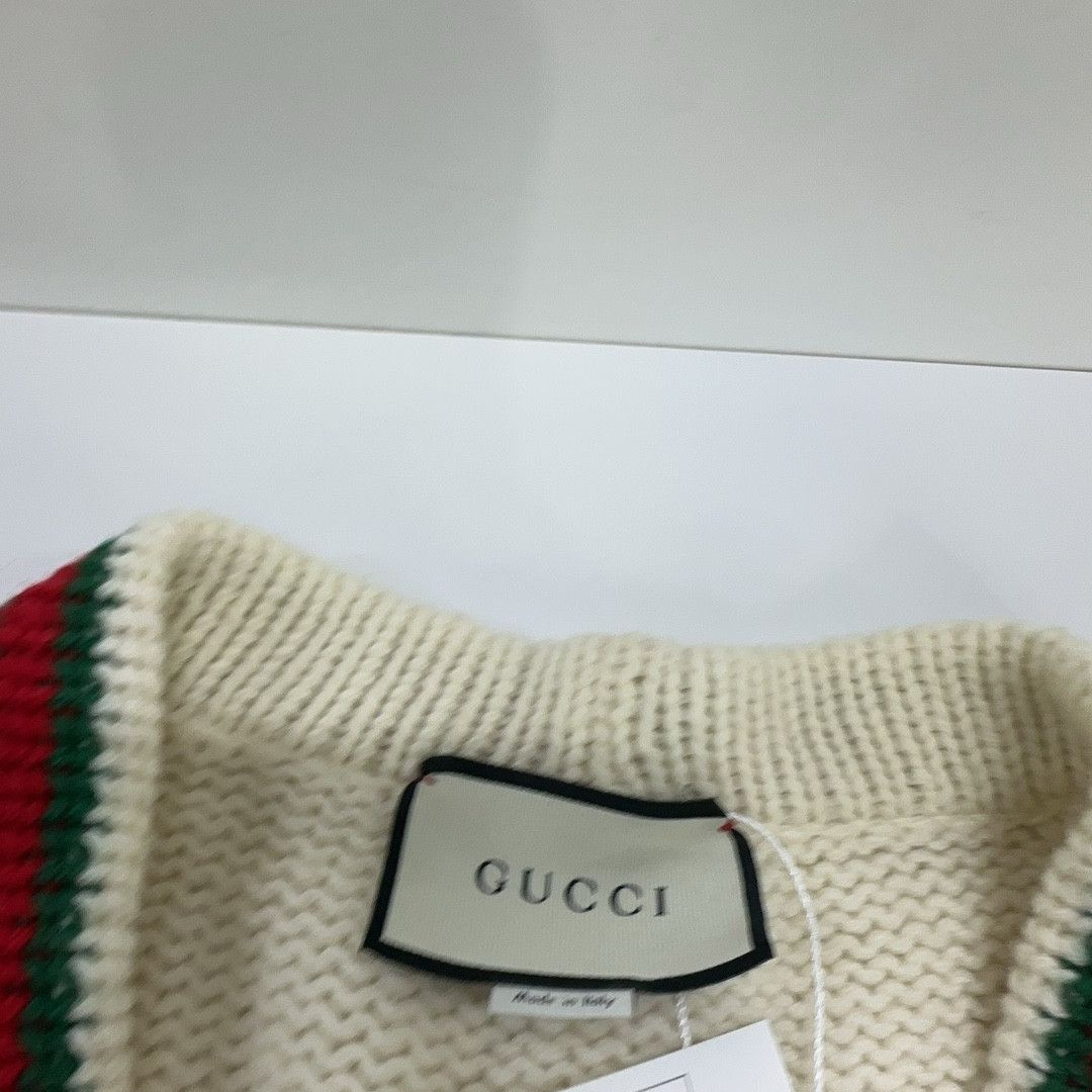 Gucci Gucci Cable Knit Web Stripe Cardigan L Size US L / EU 52-54 / 3 - 7 Thumbnail