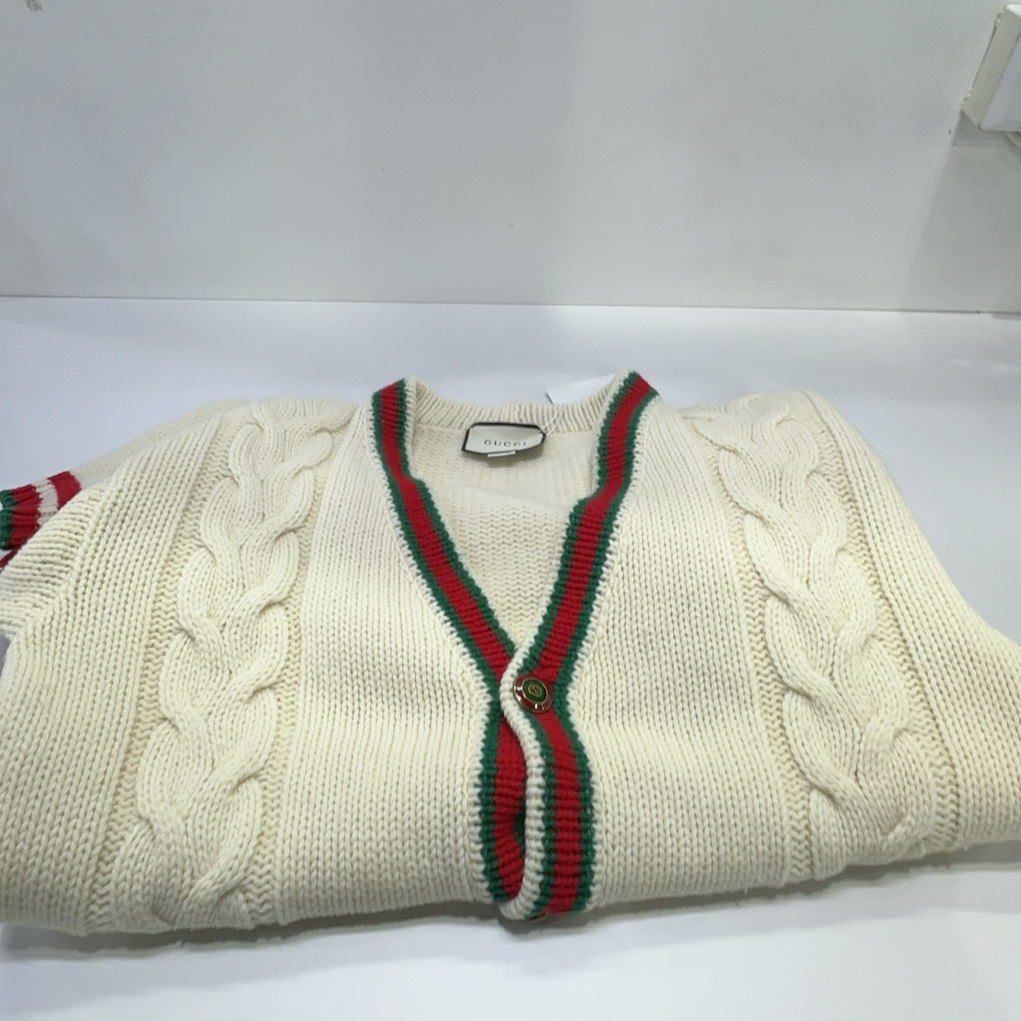 Gucci Gucci Cable Knit Web Stripe Cardigan L Size US L / EU 52-54 / 3 - 13 Thumbnail
