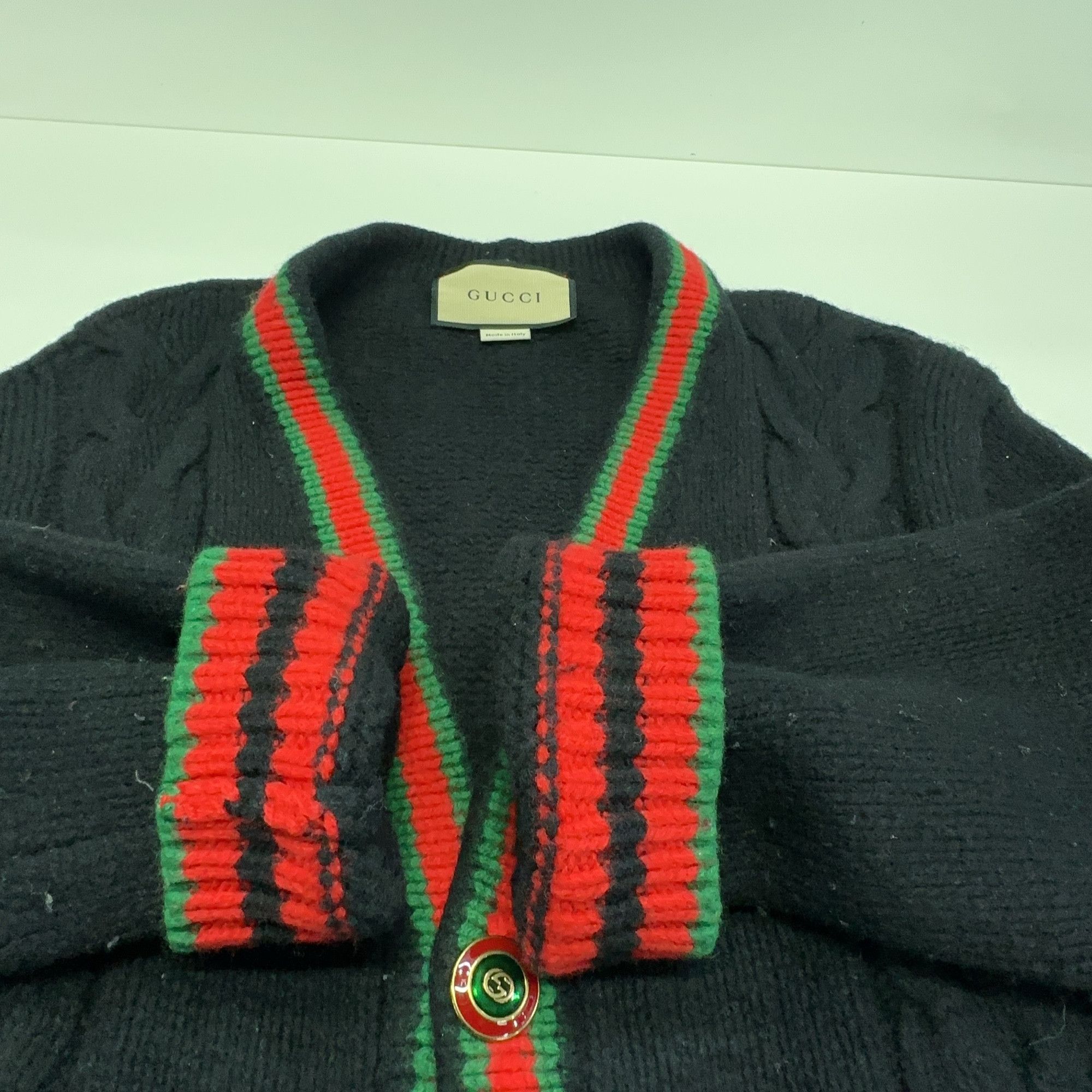 Gucci Gucci Web Stripe Cable Knit Cardigan US M Size US M / EU 48-50 / 2 - 12 Thumbnail