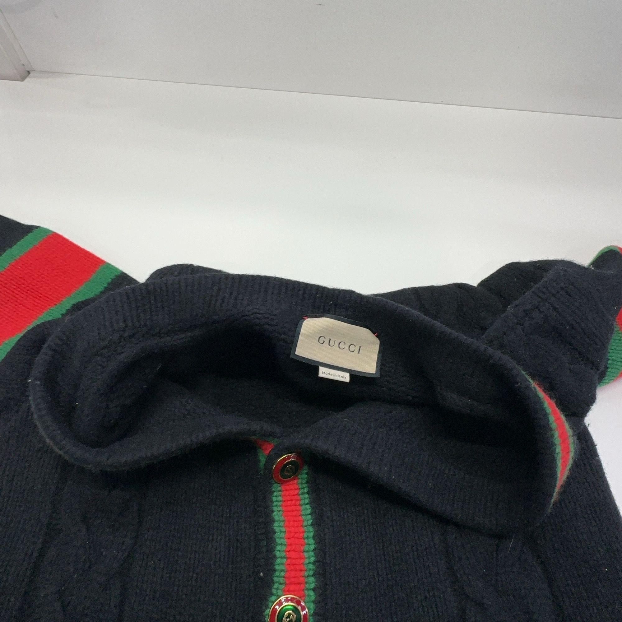 Gucci Gucci Web Stripe Cable Knit Cardigan US M Size US M / EU 48-50 / 2 - 7 Thumbnail