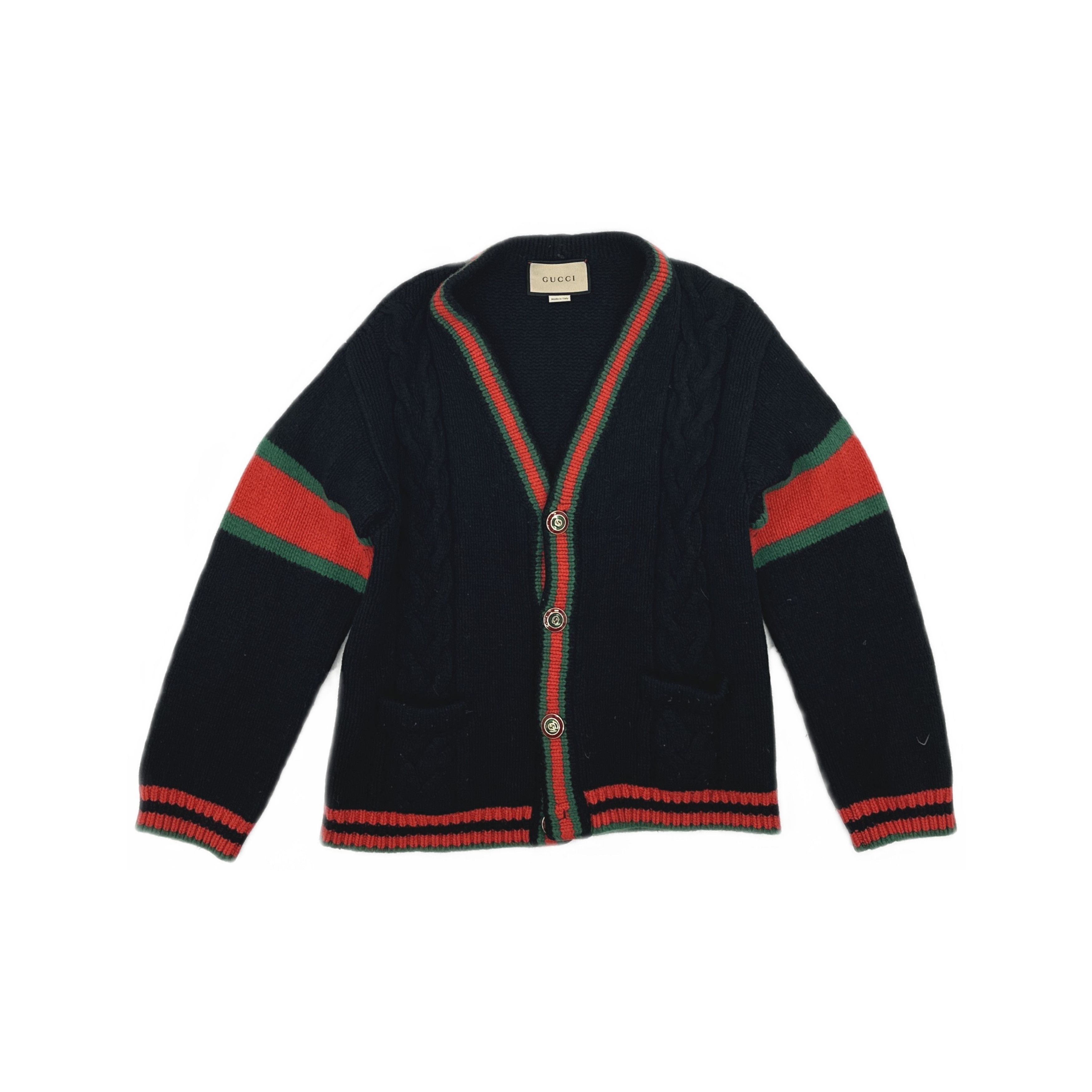 Gucci Gucci Web Stripe Cable Knit Cardigan US M Size US M / EU 48-50 / 2 - 2 Thumbnail