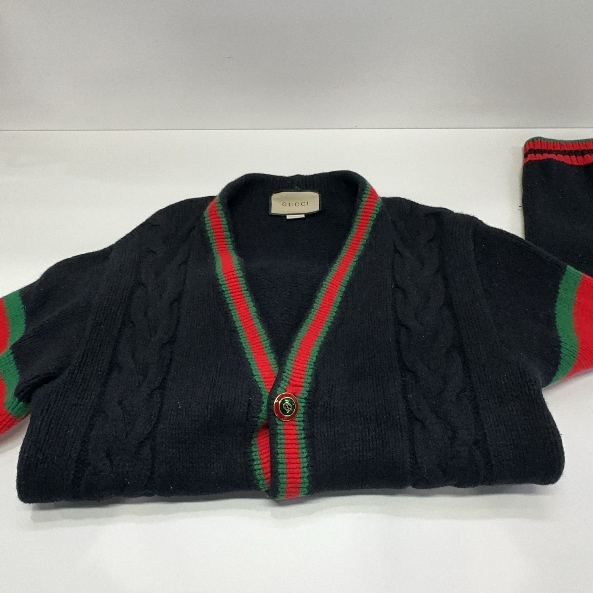 Gucci Gucci Web Stripe Cable Knit Cardigan US M Size US M / EU 48-50 / 2 - 8 Thumbnail