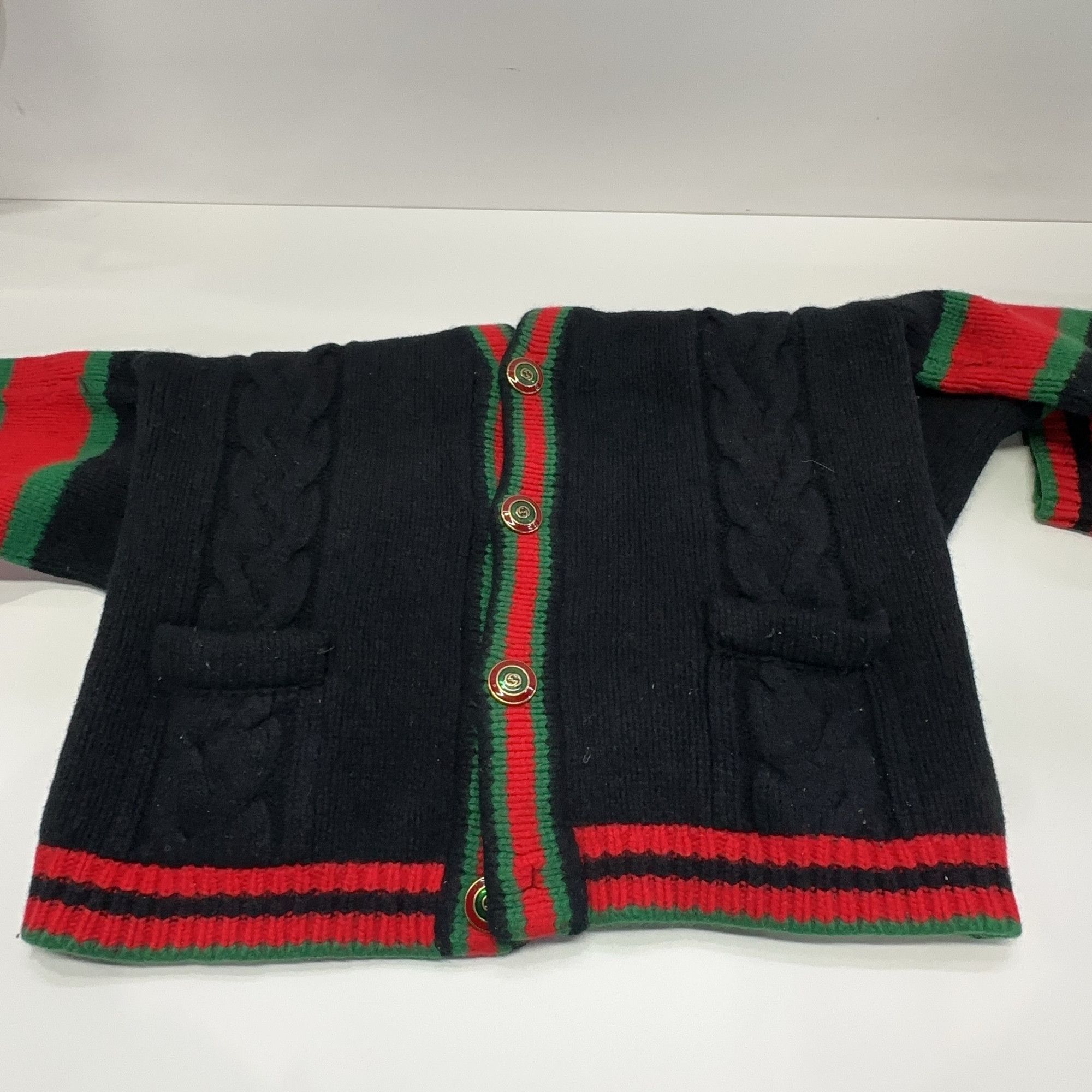 Gucci Gucci Web Stripe Cable Knit Cardigan US M Size US M / EU 48-50 / 2 - 9 Thumbnail