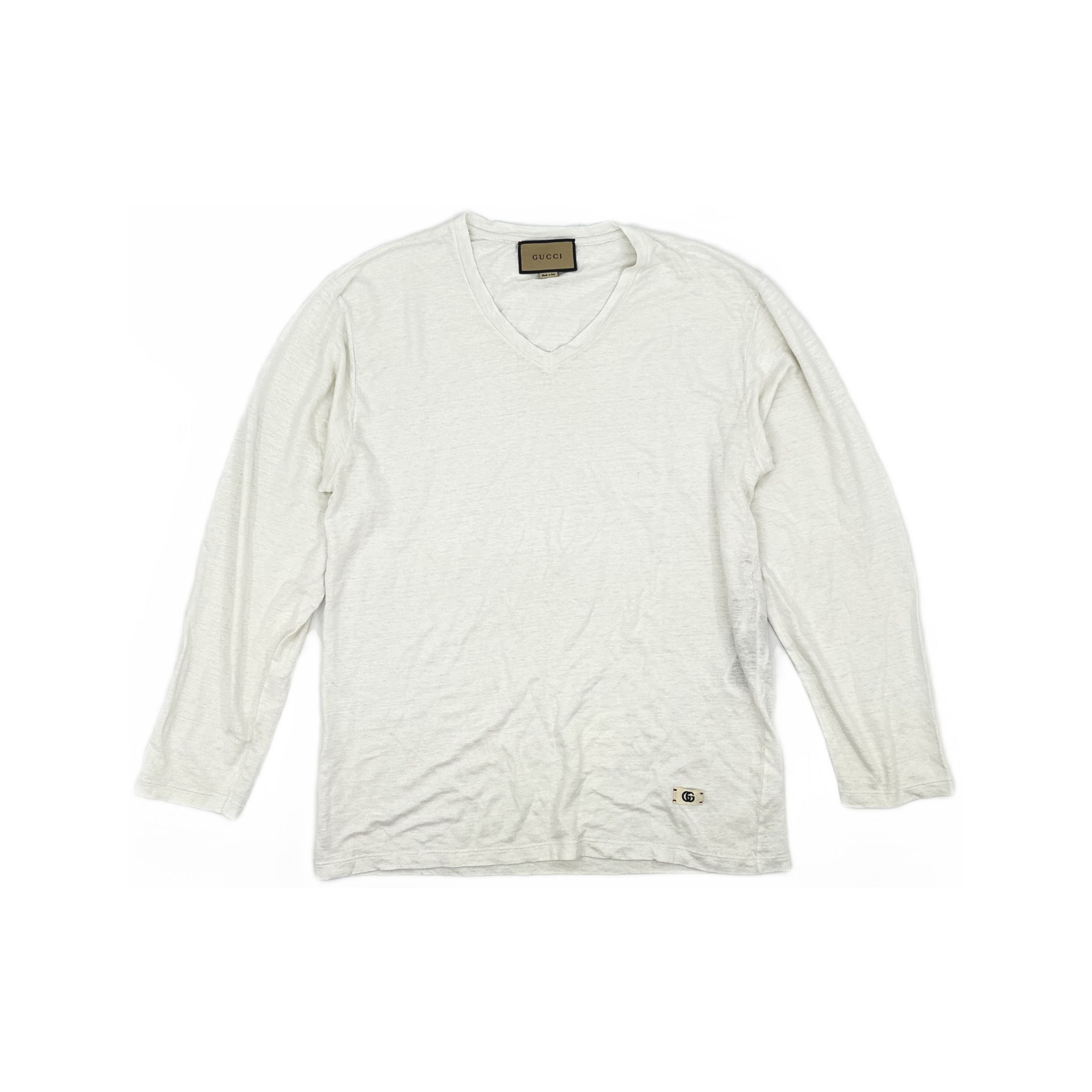 Gucci Gucci Linen V-Neck Long Sleeve T-Shirt L Size US L / EU 52-54 / 3 - 2 Thumbnail