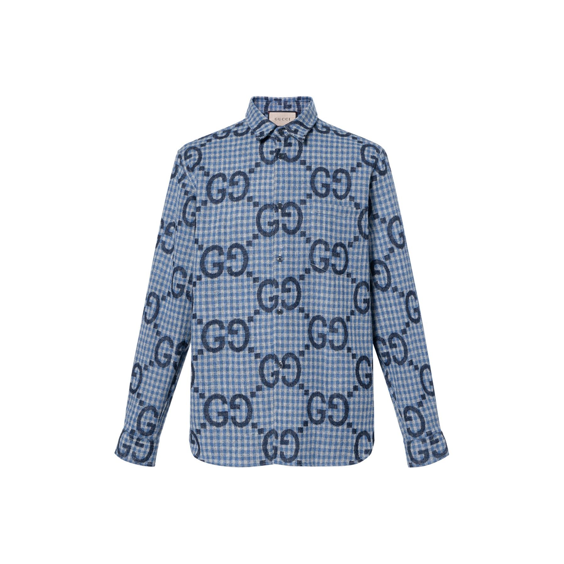 Gucci Gucci GG Monogram Plaid Wool Shirt Size 50 Size US M / EU 48-50 / 2 - 2 Thumbnail