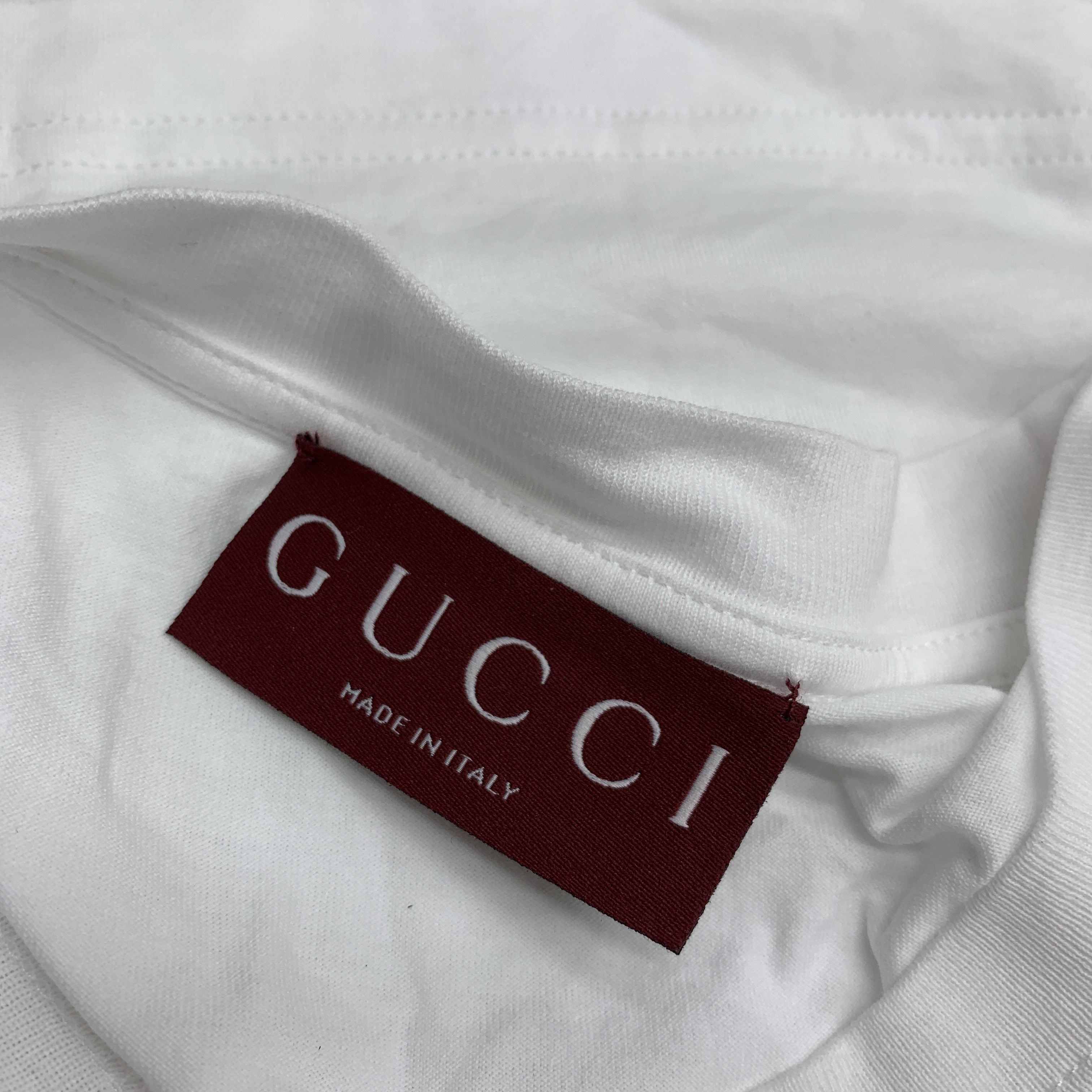 Gucci Gucci Logo Print Cotton T-Shirt White Size L Size L / US 10 / IT 46 - 3 Thumbnail