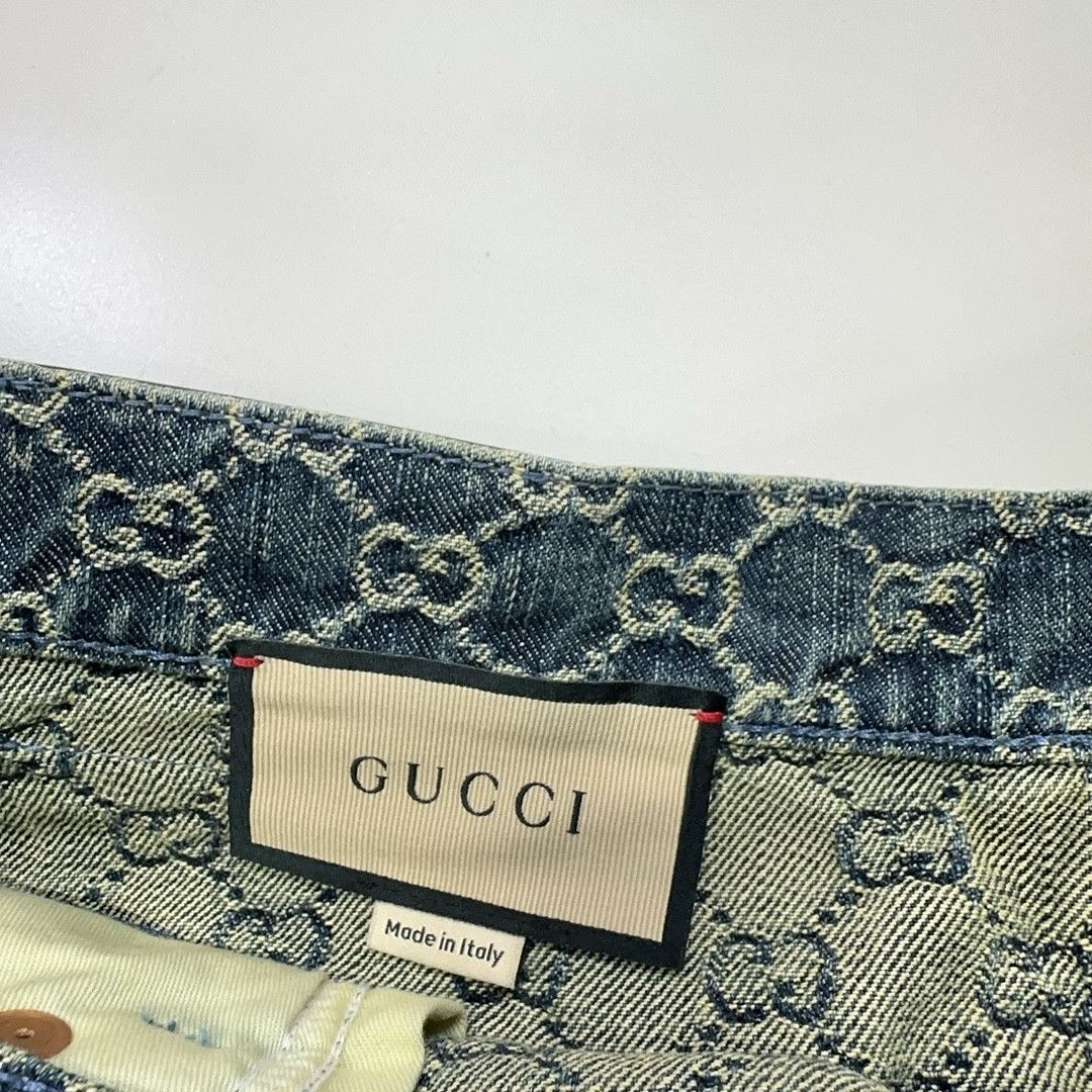 Gucci Gucci GG Monogram Denim Mini Skirt Size 42 Size 28" / US 6 / IT 42 - 6 Thumbnail