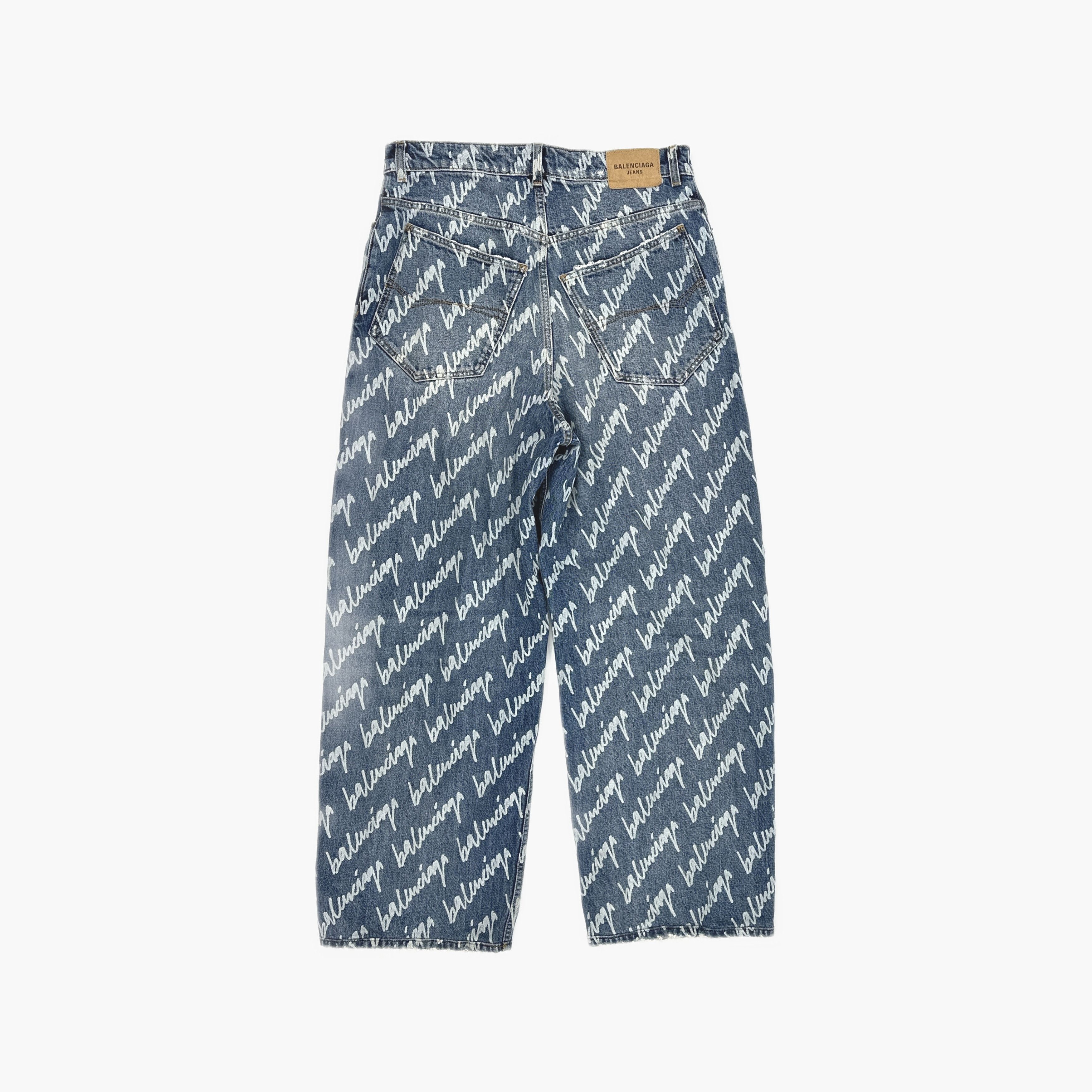 Balenciaga Balenciaga All-over Script Logo Denim Jeans Size S Size US 30 / EU 46 - 2 Thumbnail