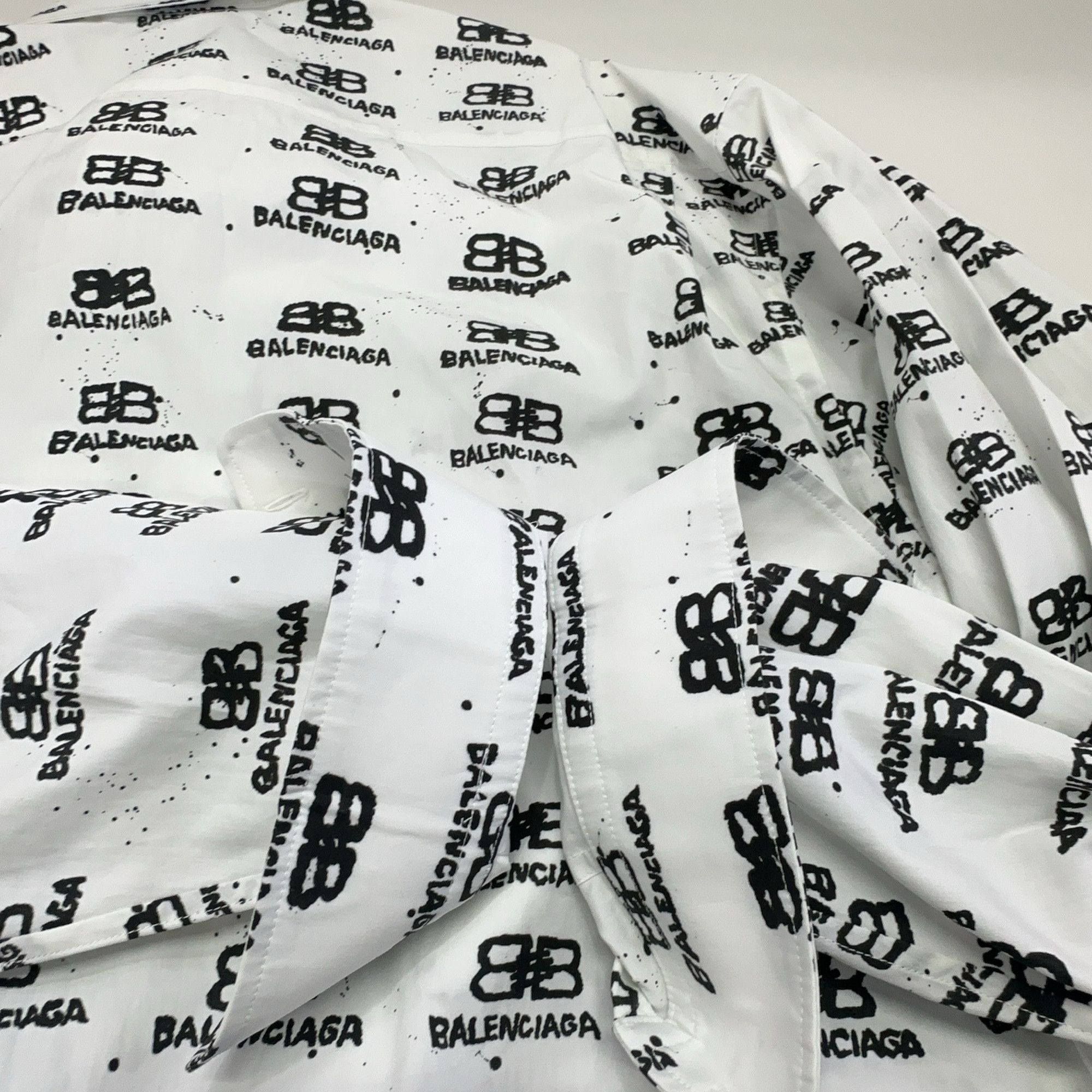 Balenciaga Balenciaga All-over Logo Print Shirt Size FR 34 Size XS / US 0-2 / IT 36-38 - 10 Thumbnail