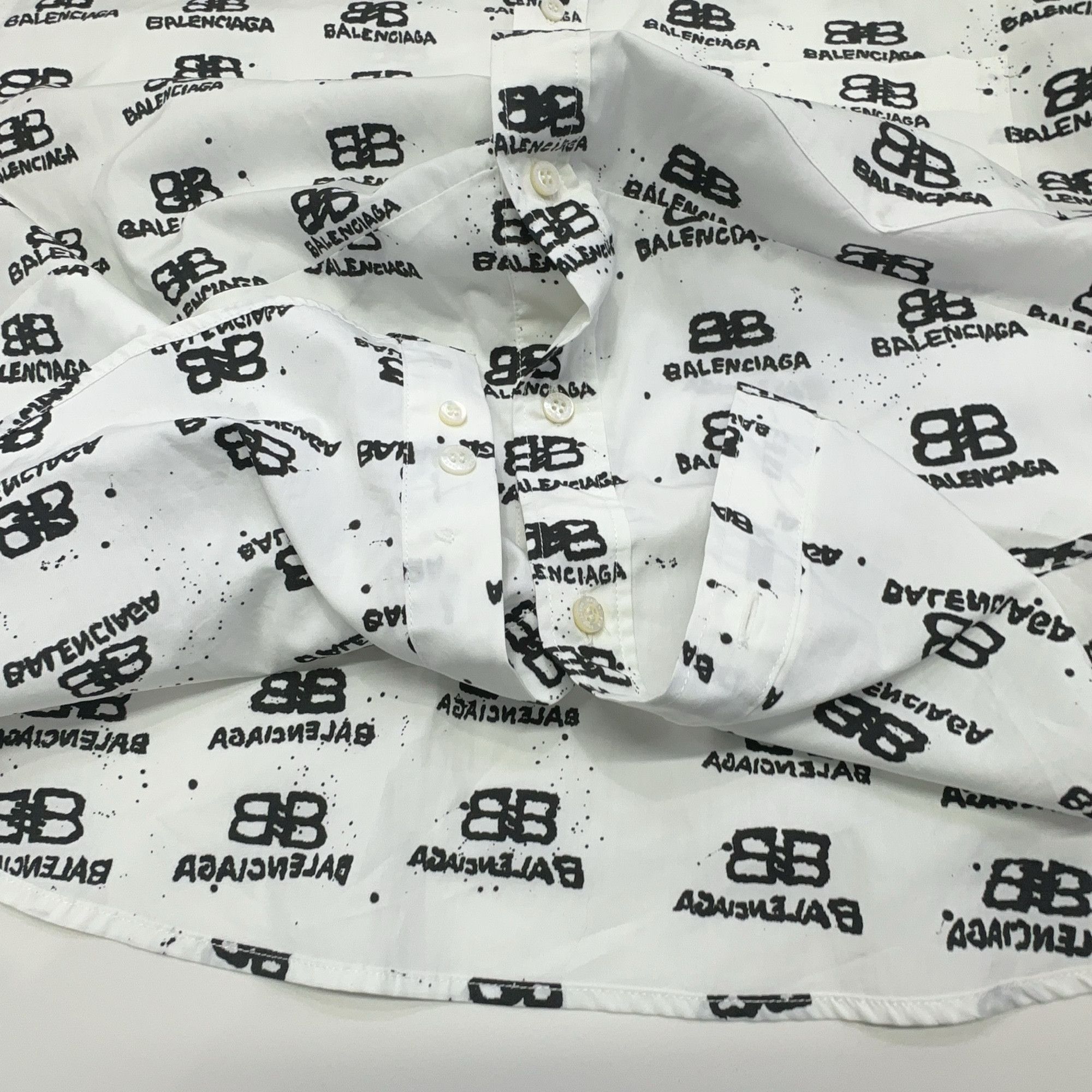 Balenciaga Balenciaga All-over Logo Print Shirt Size FR 34 Size XS / US 0-2 / IT 36-38 - 8 Thumbnail