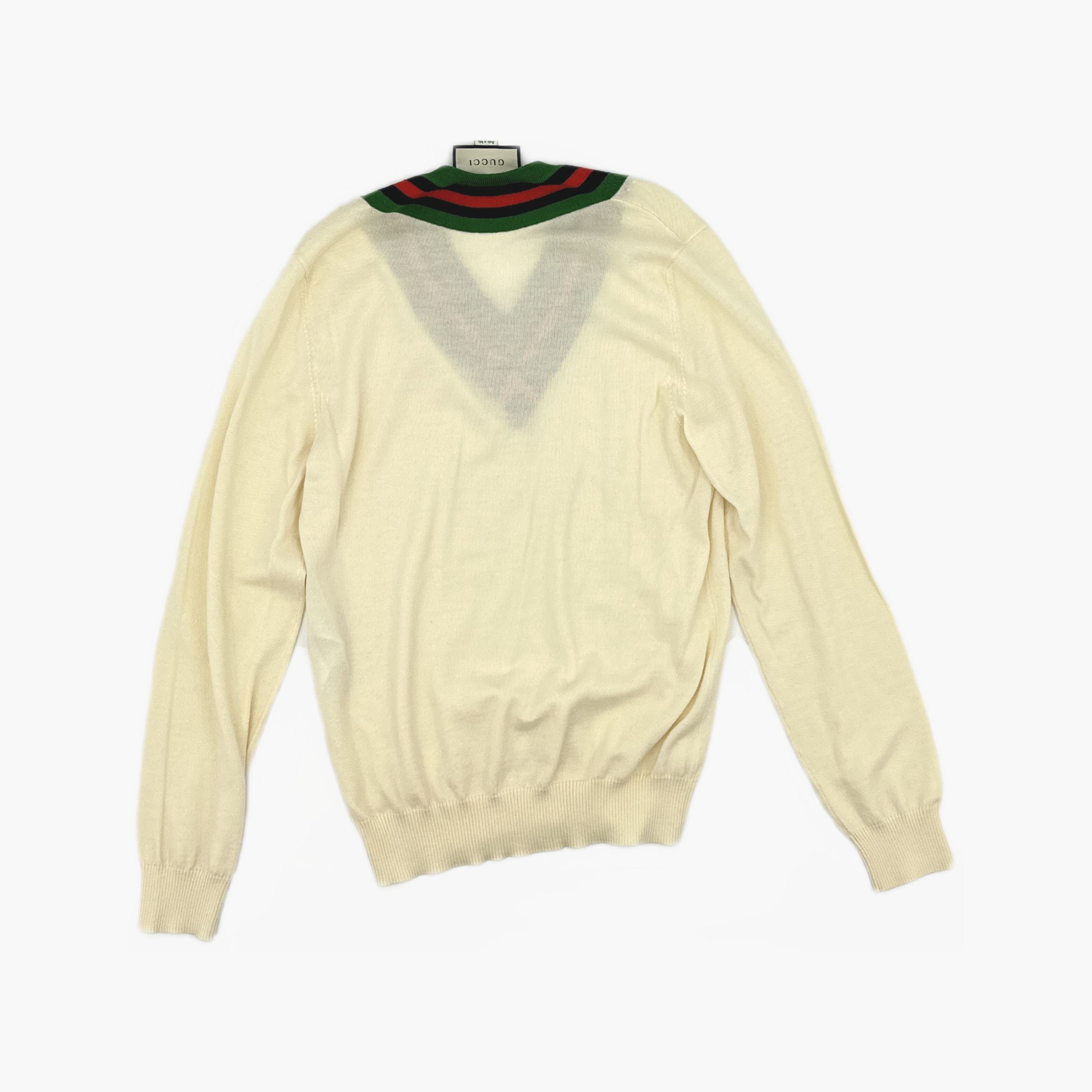 Gucci Gucci Striped Trim V-Neck Wool Sweater Size S Size US S / EU 44-46 / 1 - 3 Thumbnail