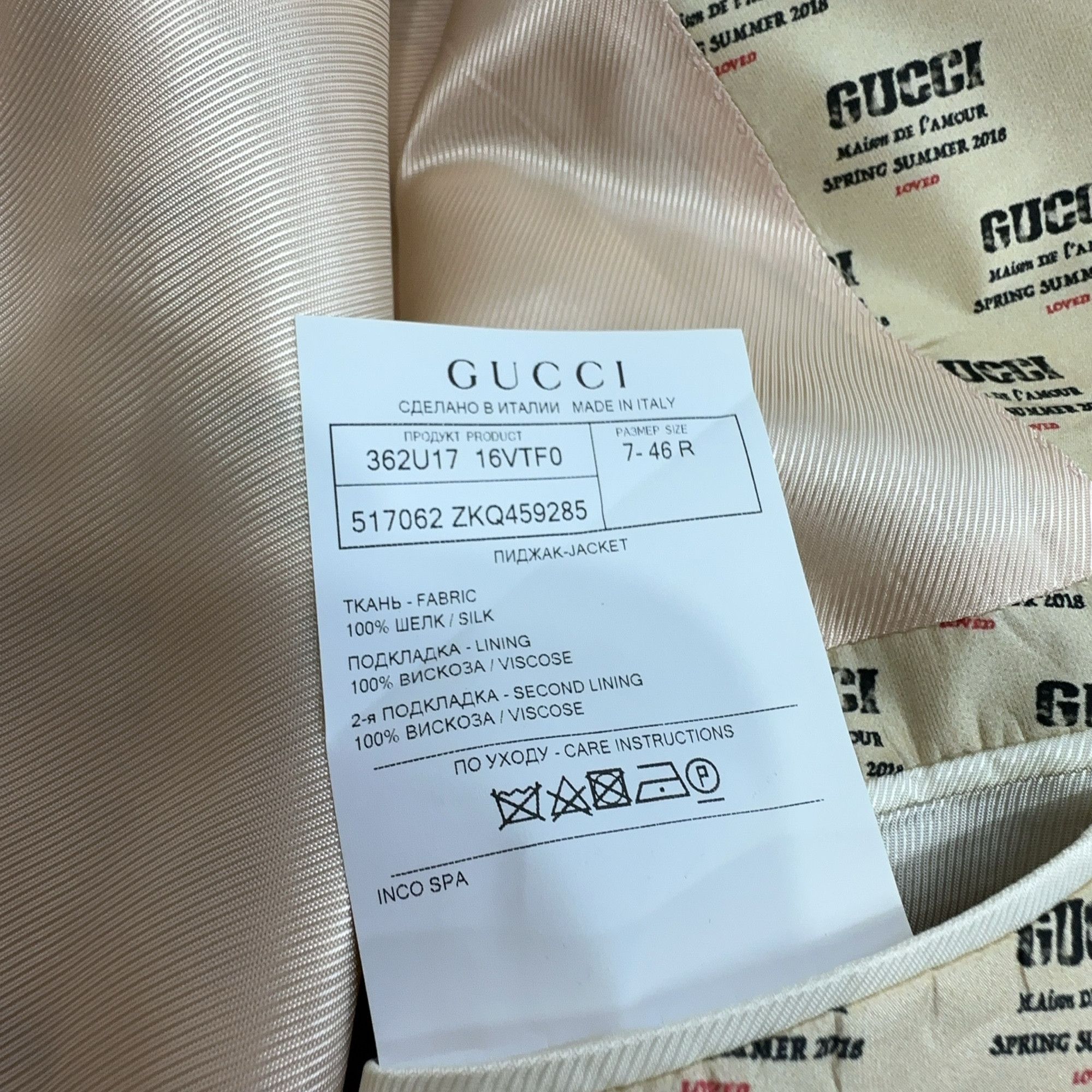 Gucci Gucci Logo Print Silk Blazer 36R Size 36R - 5 Thumbnail
