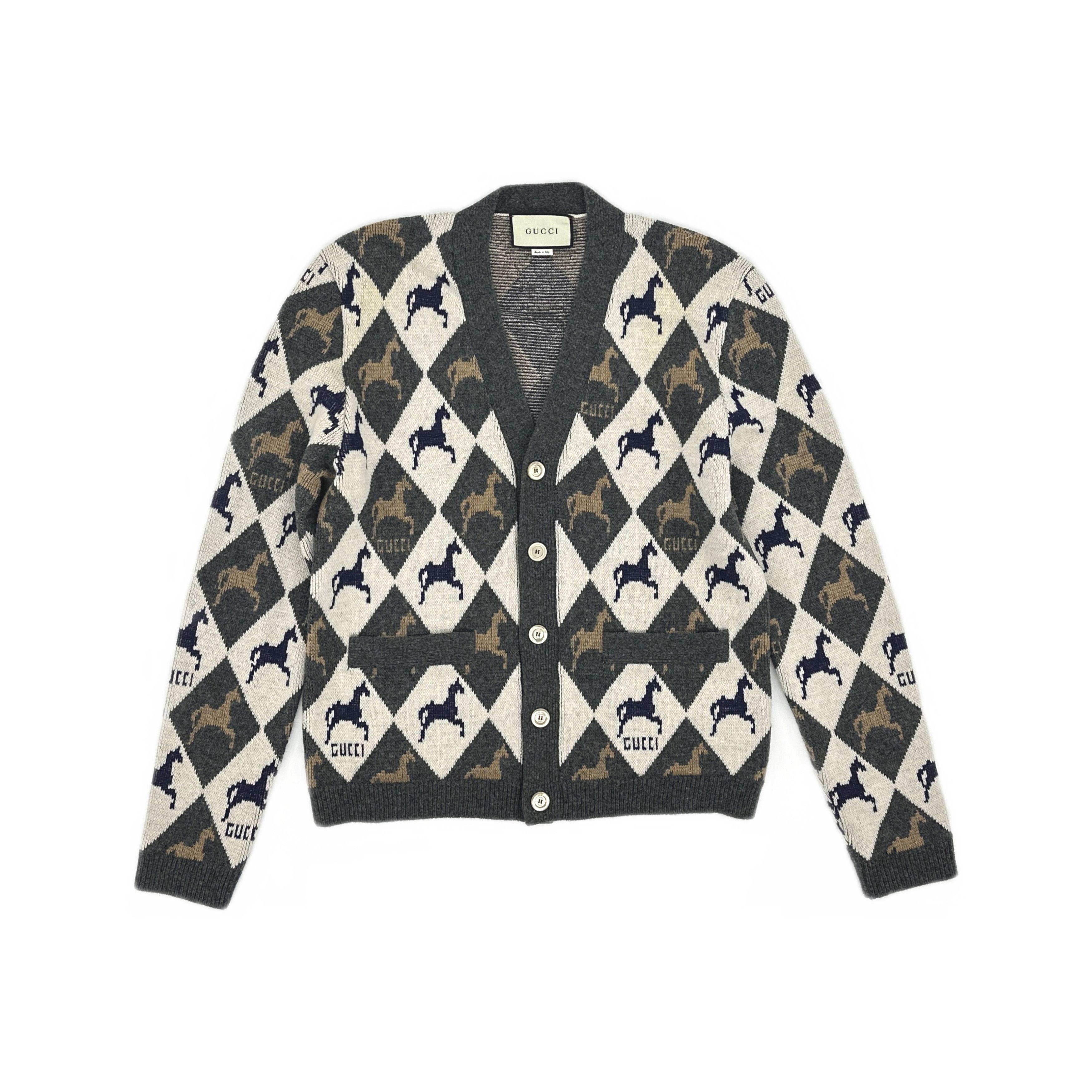 Gucci Gucci Horse Argyle Wool Cardigan US XS Size US XS / EU 42 / 0 - 2 Thumbnail