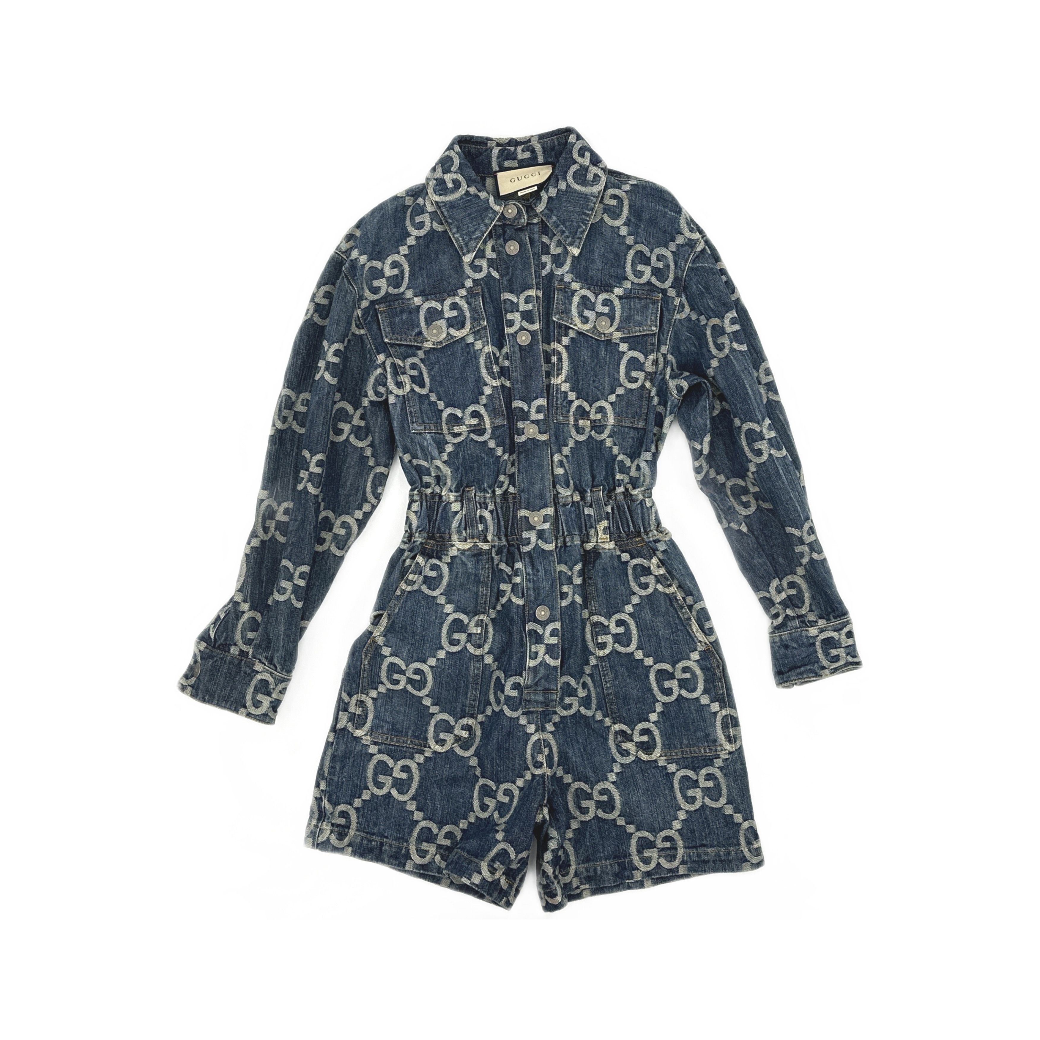 Gucci Gucci Macro GG Denim Jumpsuit IT 36 Size 25" / US 0 / IT 36 - 2 Thumbnail