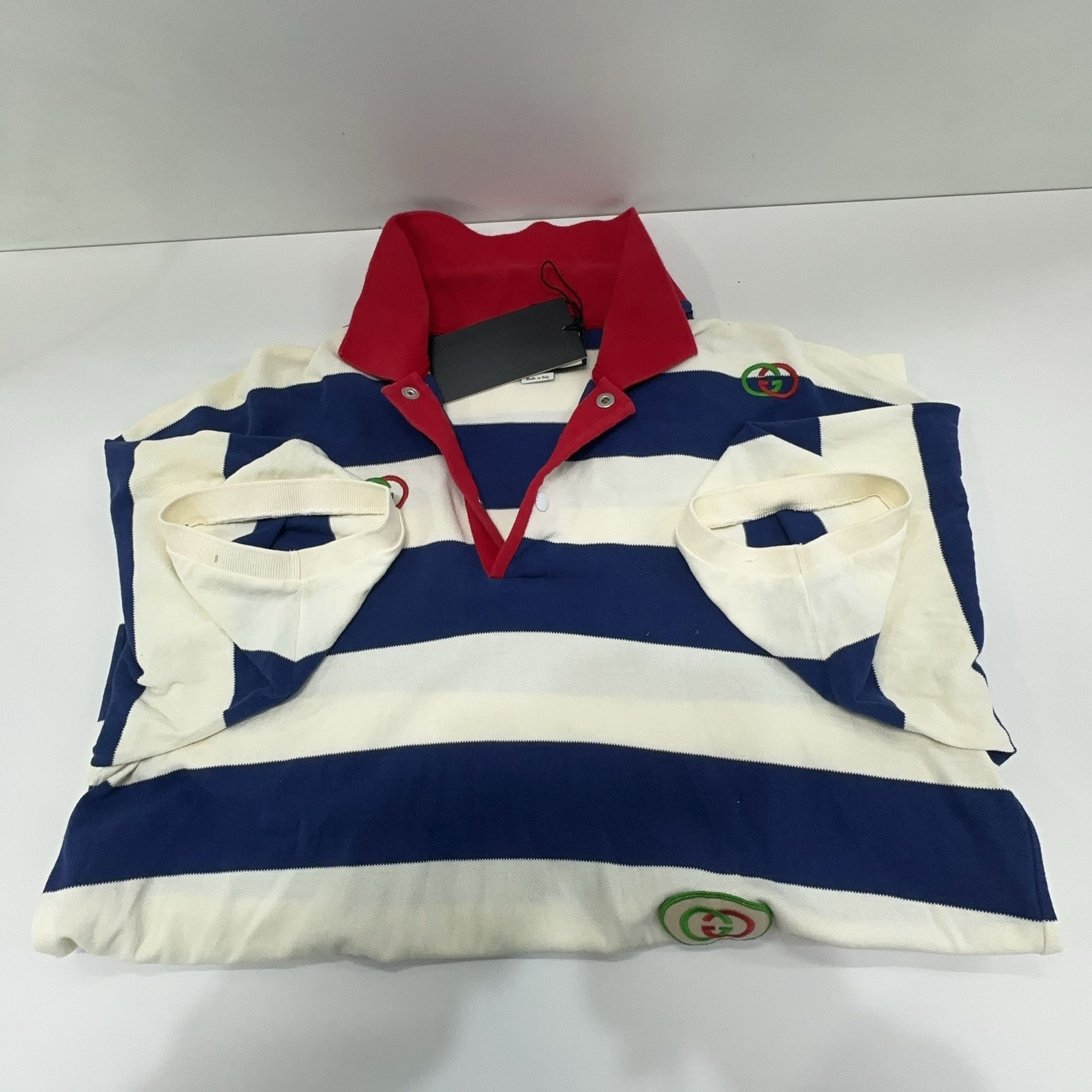 Gucci Gucci Embroidered Striped Polo Shirt XL Size US XL / EU 56 / 4 - 8 Thumbnail