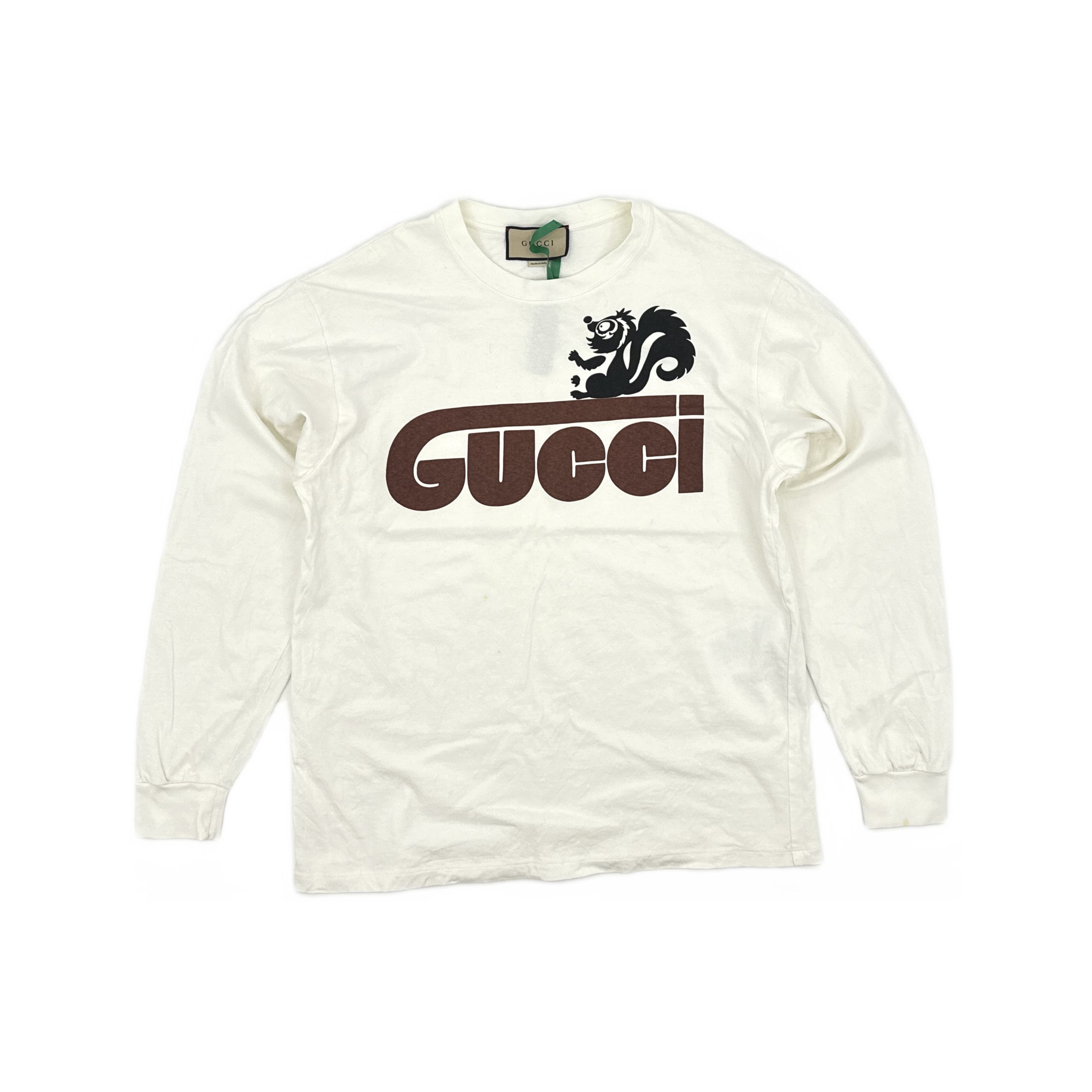 Gucci Gucci Skunk Logo Long Sleeve T-Shirt White Size S Size US S / EU 44-46 / 1 - 2 Thumbnail