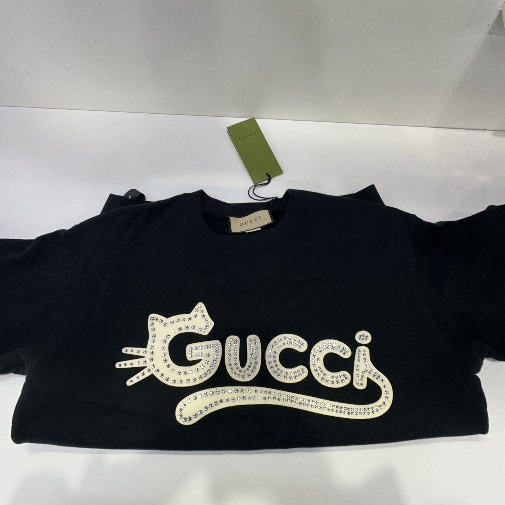 Gucci Gucci Crystal Cat Logo Sweatshirt XS Size XS / US 0-2 / IT 36-38 - 7 Thumbnail
