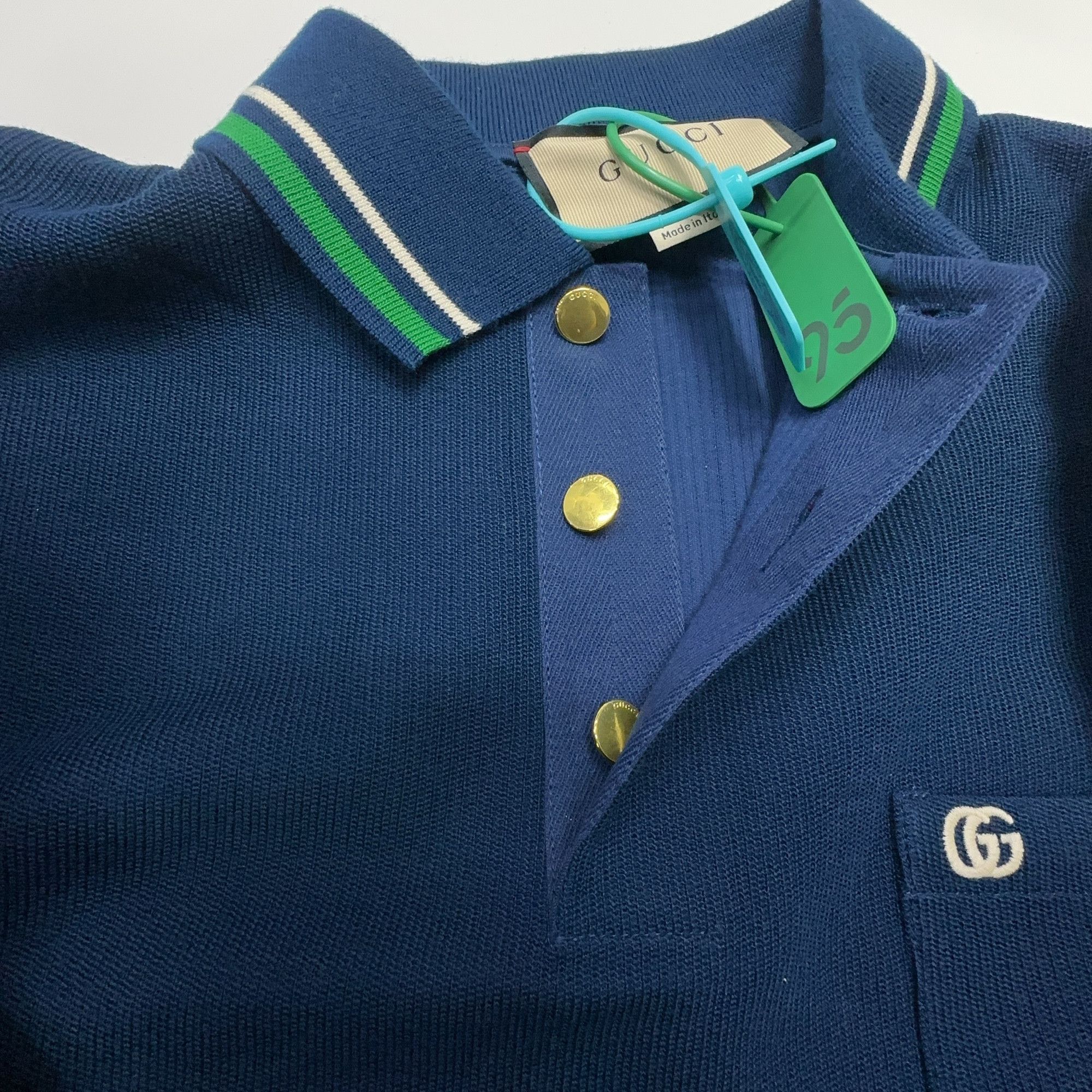 Gucci Gucci Logo Embroidery Stripe Trim Polo Size L Size US L / EU 52-54 / 3 - 6 Thumbnail