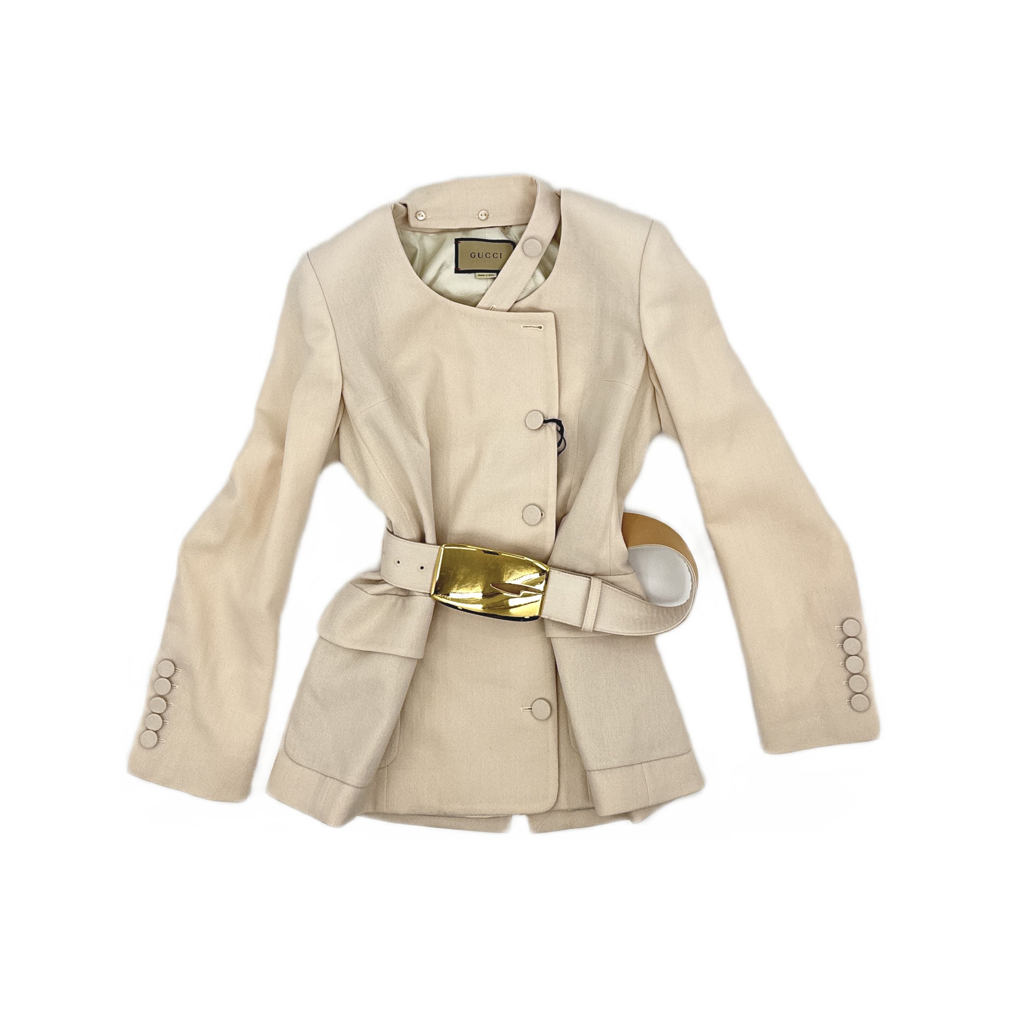 Gucci Gucci Ivory Wool Belted Jacket IT 40 Size S / US 4 / IT 40 - 2 Thumbnail