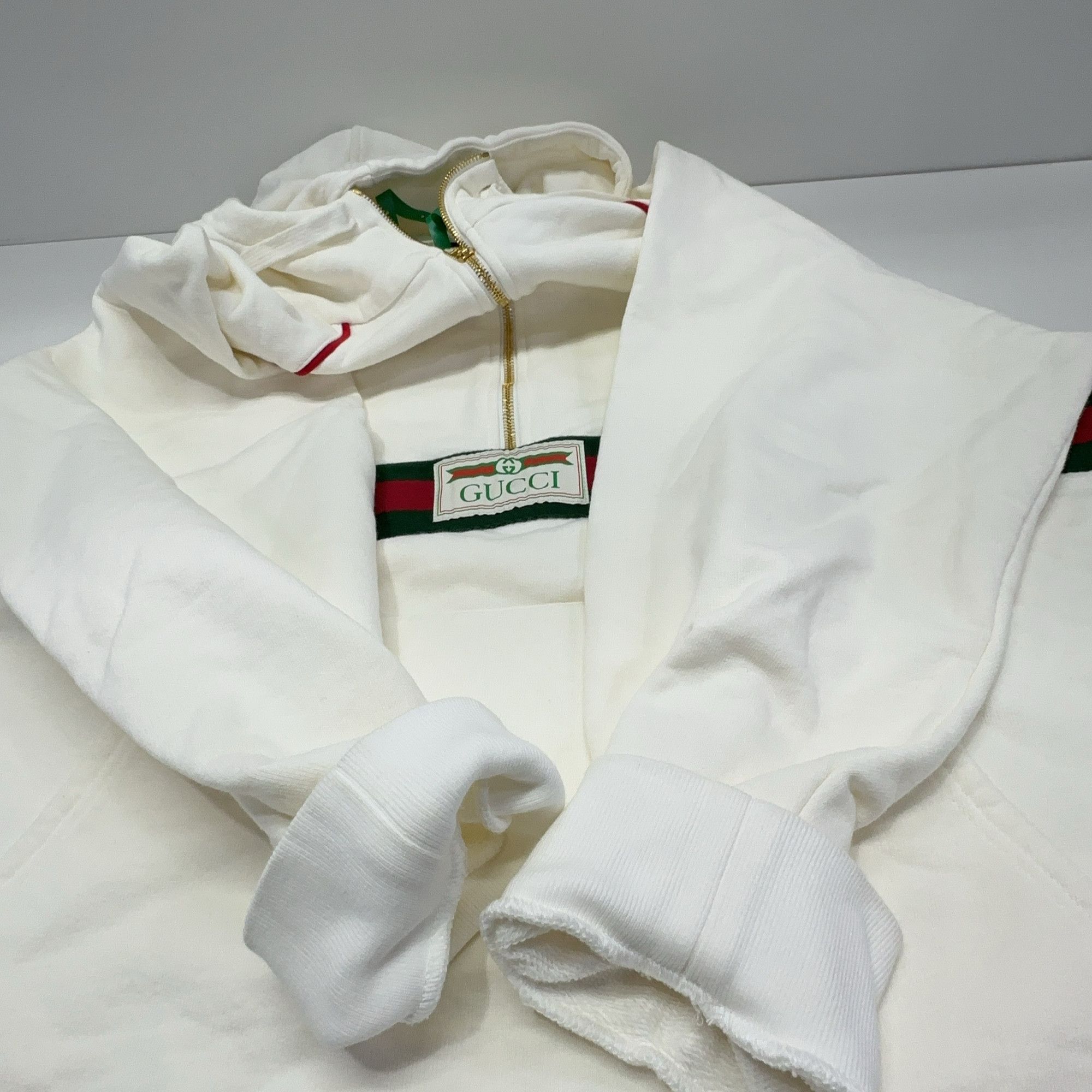 Gucci Gucci Web Stripe Half Zip Hoodie Size M Size US M / EU 48-50 / 2 - 12 Thumbnail