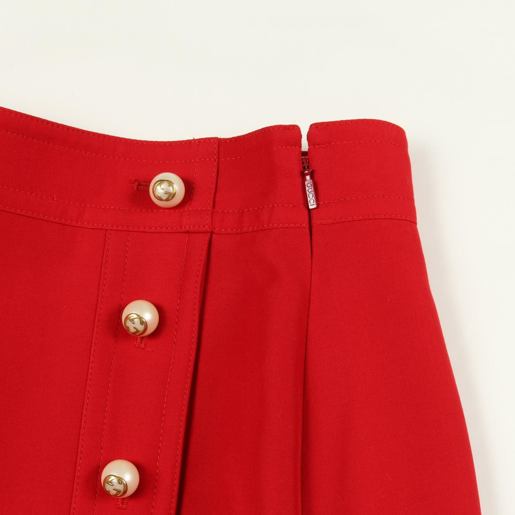 Gucci Gucci Gucci GG Pearl Button Wool Skirt Textile Skirts DUTY FREE for USA Size ONE SIZE - 4 Thumbnail