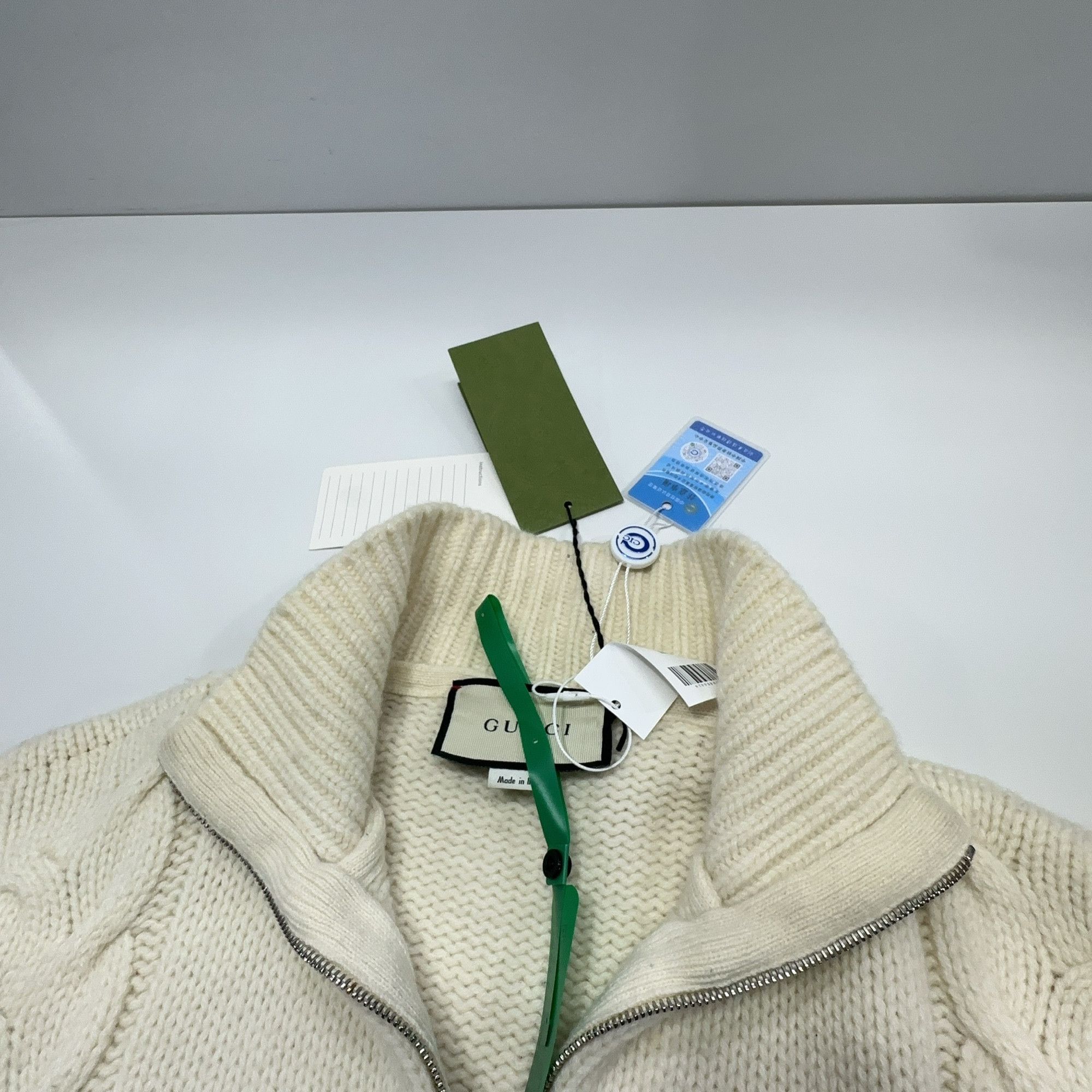 Gucci Gucci Cable Knit Web Stripe Zip Cardigan Size M Size US M / EU 48-50 / 2 - 8 Thumbnail