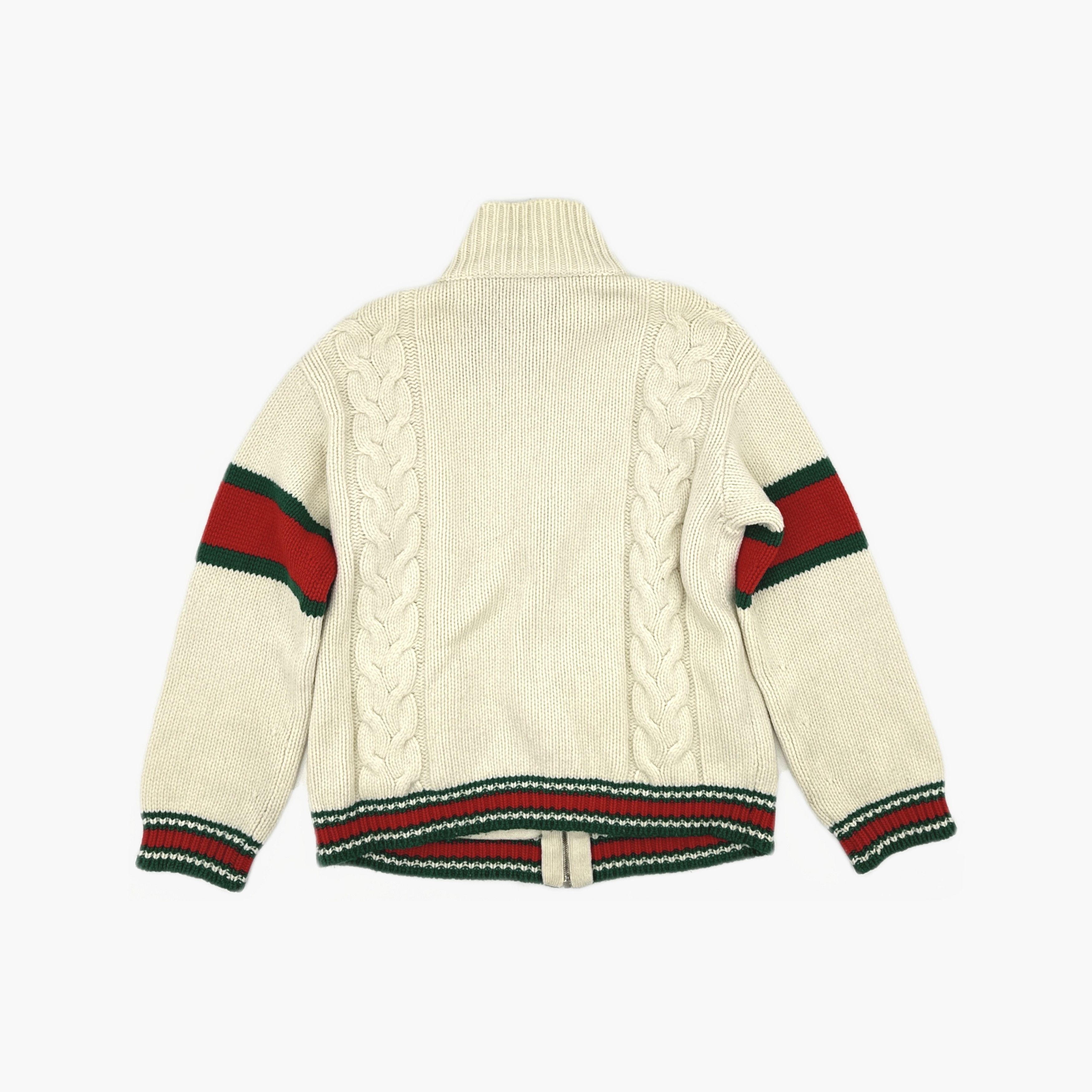 Gucci Gucci Cable Knit Web Stripe Zip Cardigan Size M Size US M / EU 48-50 / 2 - 3 Thumbnail