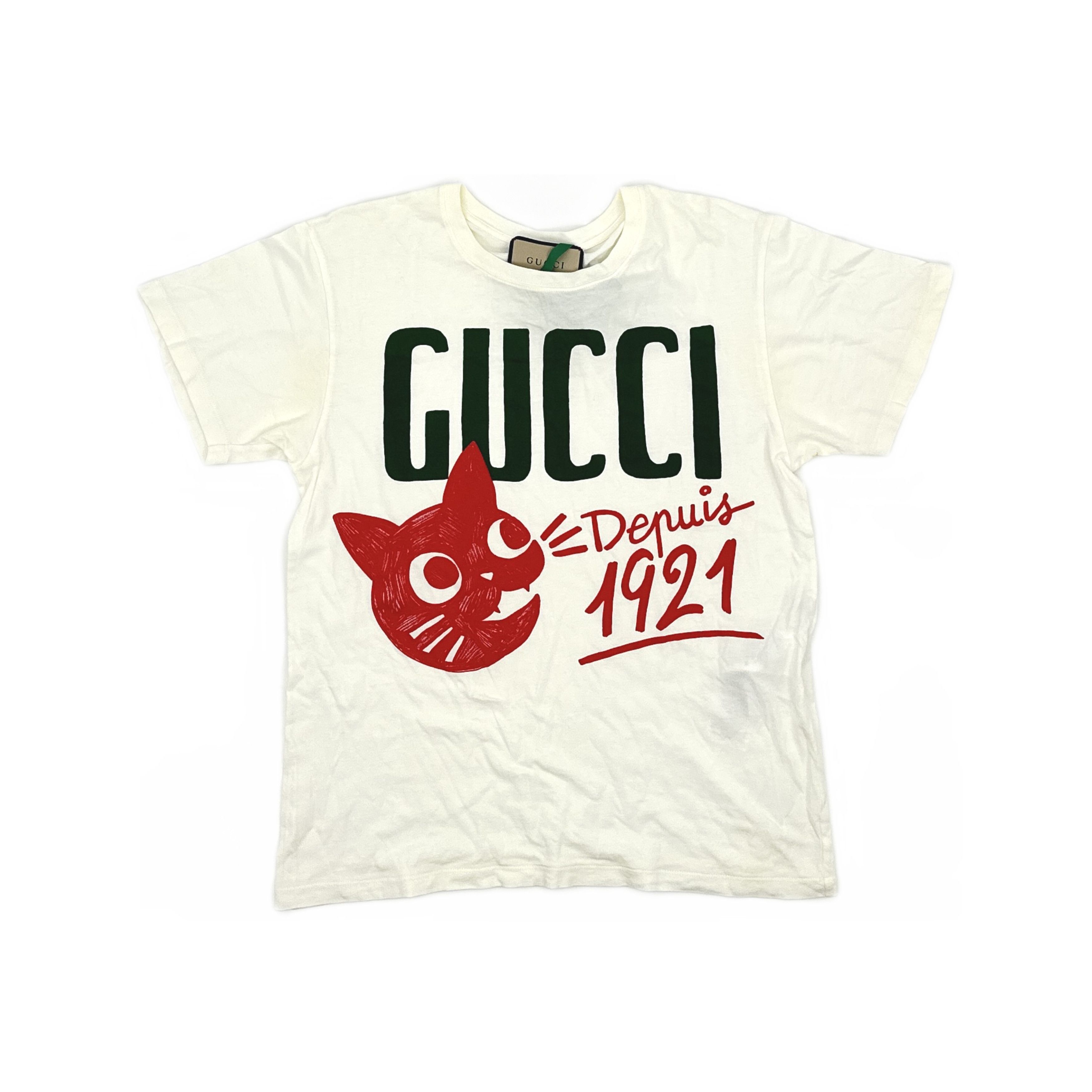 Gucci Gucci Logo Cat Print T-Shirt XXS Size XXS / US 00 / IT 34 - 2 Thumbnail