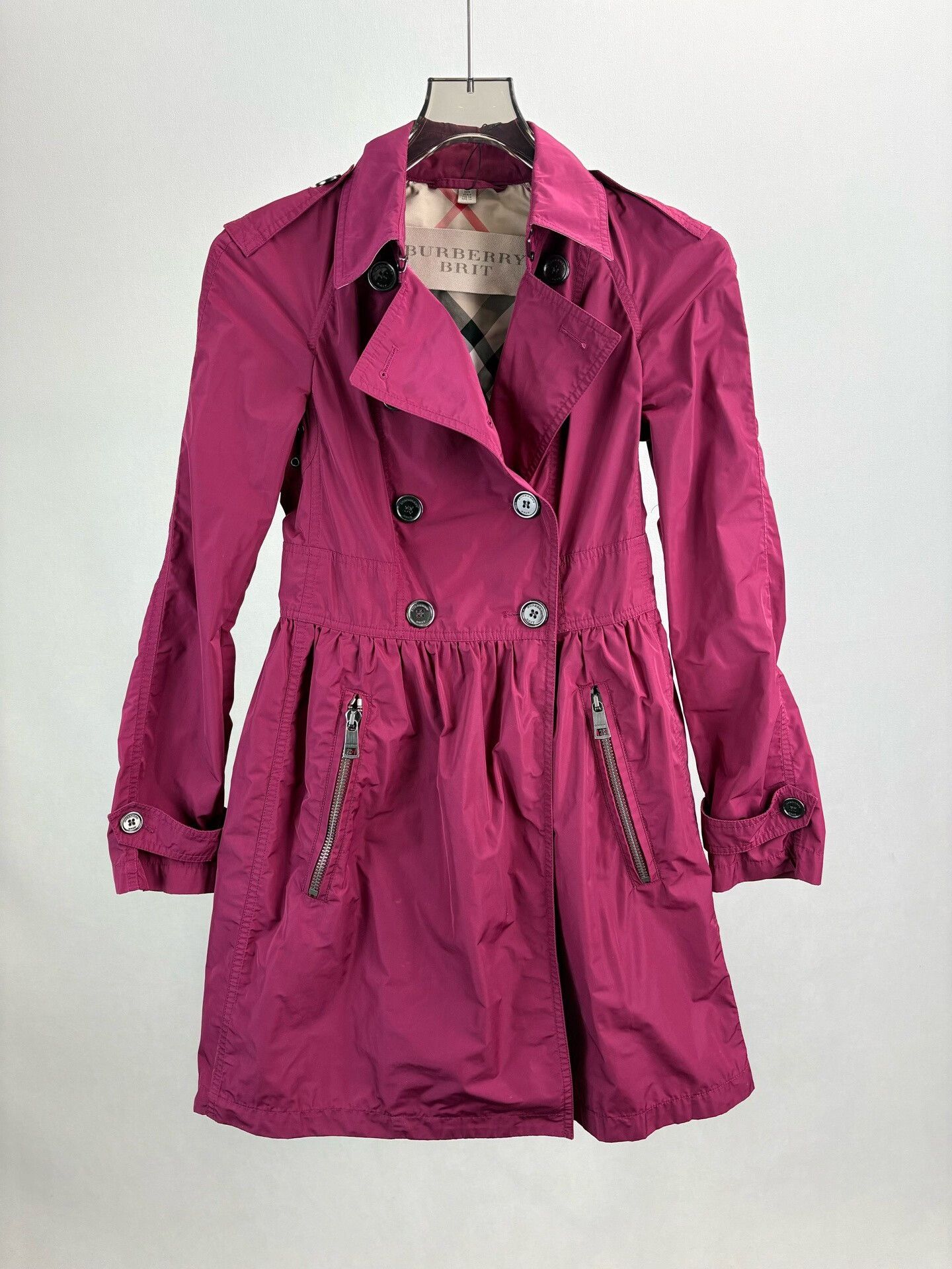Burberry Burberry Brit Fuchsia Trench Coat UK 6 Size XS / US 0-2 / IT 36-38 - 2 Thumbnail
