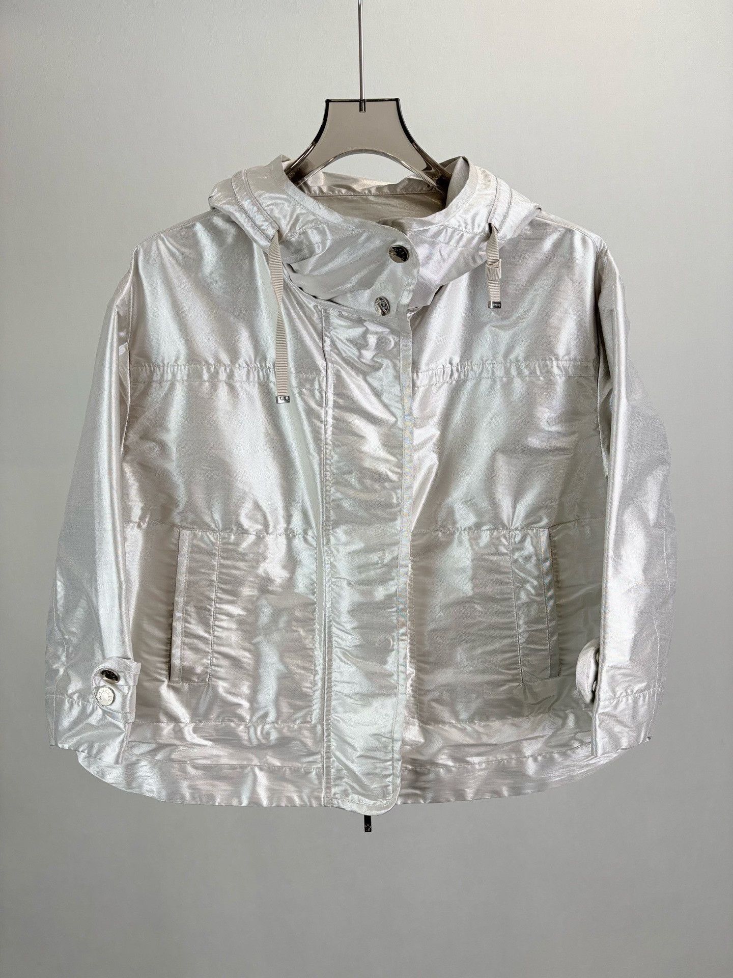 Moncler Moncler Silver Metallic DOMON Hooded Jacket 1 Size M / US 6-8 / IT 42-44 - 2 Thumbnail