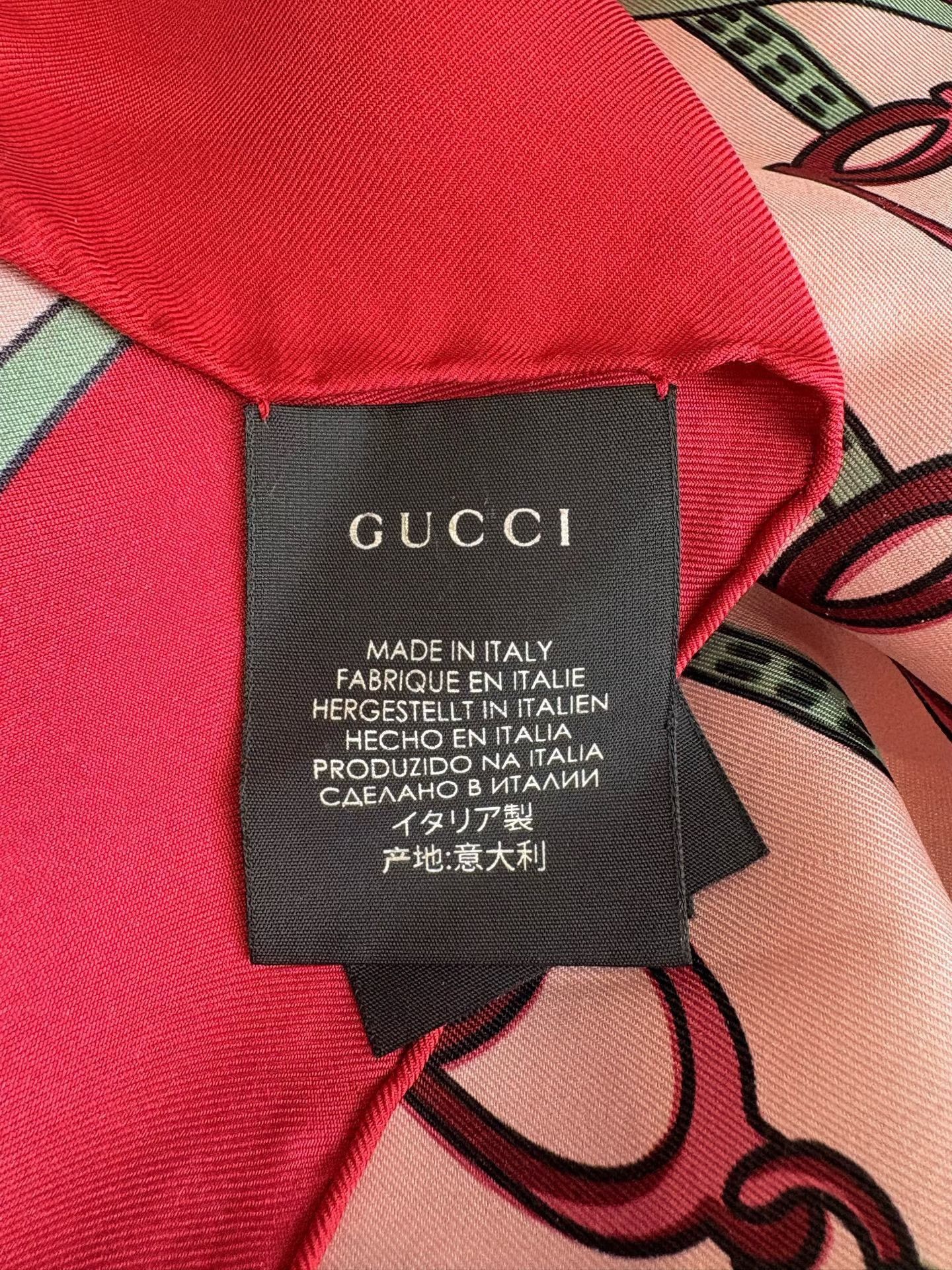 Gucci Gucci Horsebit Stirrup Print Silk Scarf 85x85 Size ONE SIZE - 5 Thumbnail