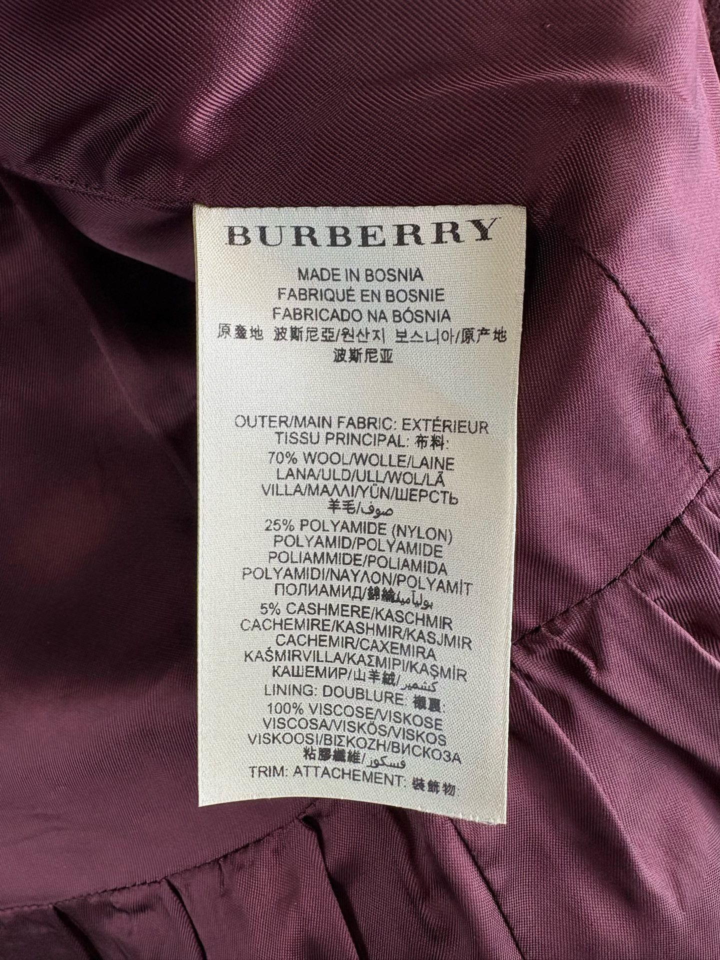 Burberry Burberry Brit Burgundy Wool Cashmere Coat UK 6 Size XS / US 0-2 / IT 36-38 - 6 Thumbnail