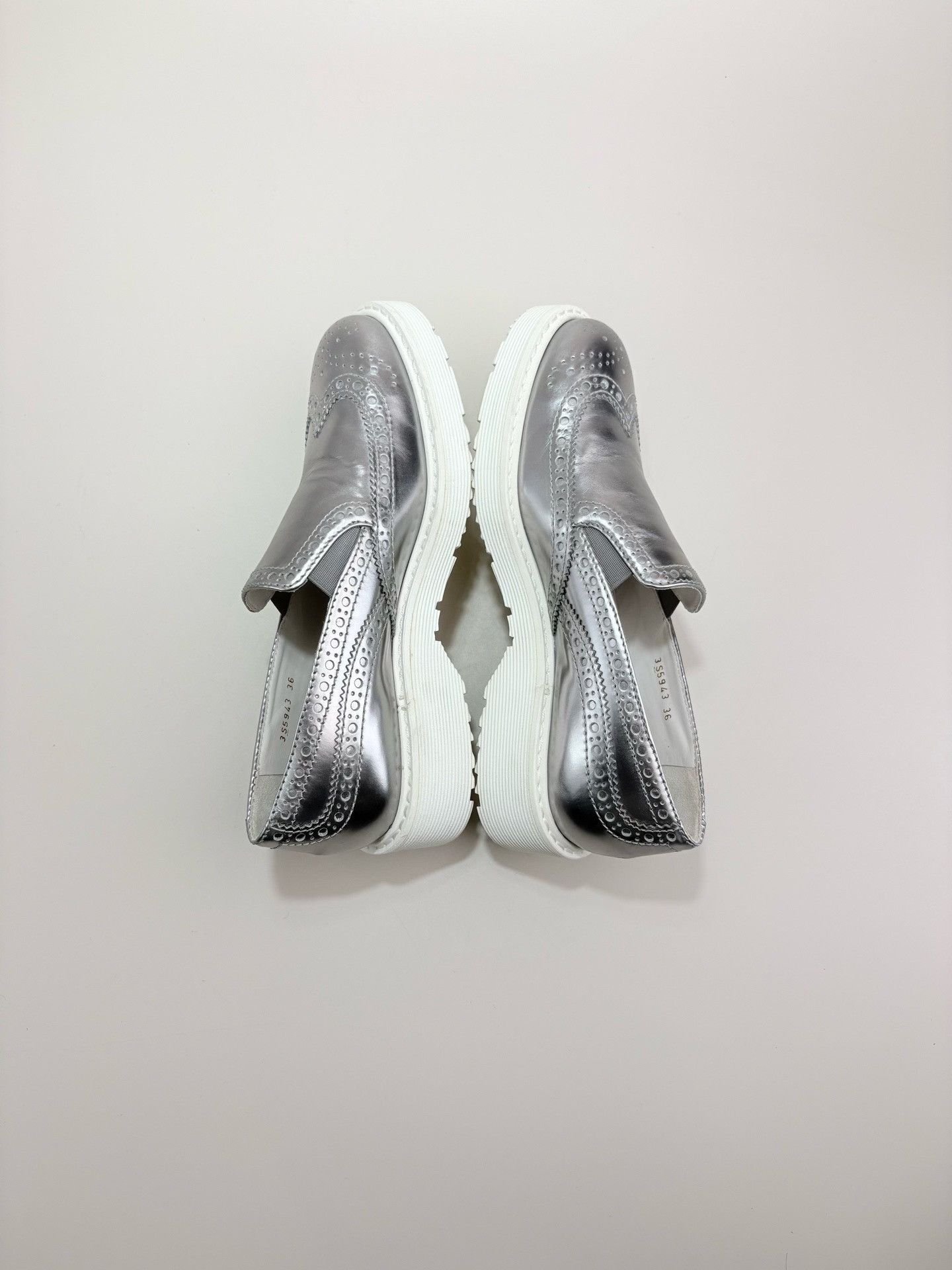 Prada Prada Silver Brogue Slip On Shoes Size 36 Size US 6 / IT 36 - 5 Thumbnail
