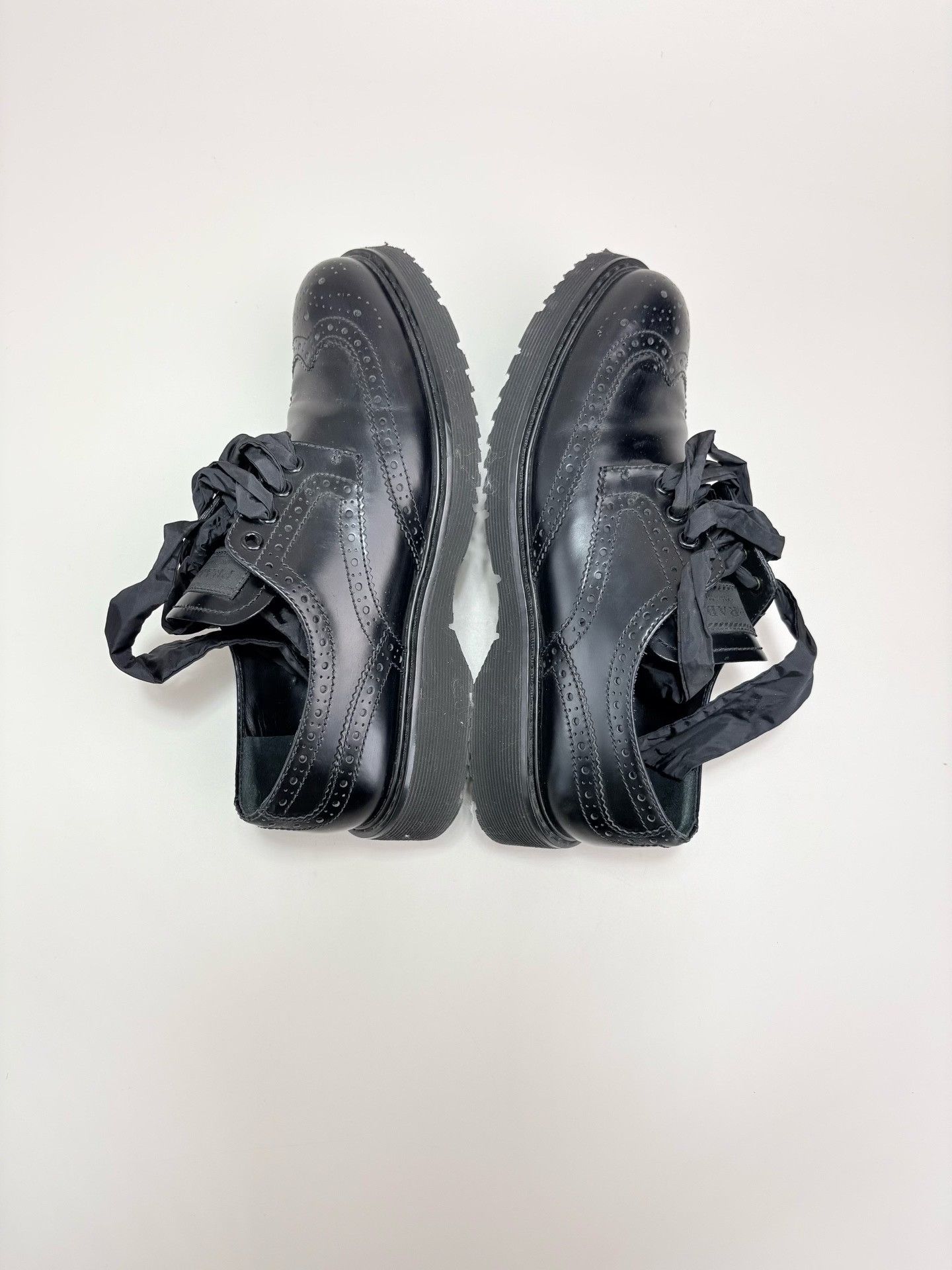 Prada Prada Black Leather Brogue Flats 37.5 Size US 7.5 / IT 37.5 - 5 Thumbnail