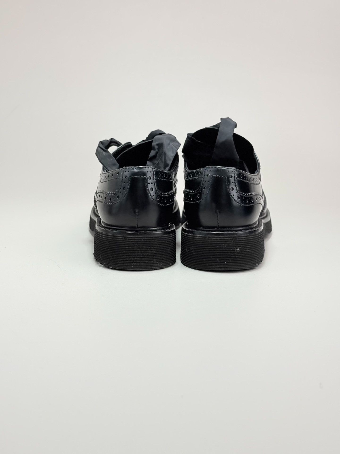 Prada Prada Black Leather Brogue Flats 37.5 Size US 7.5 / IT 37.5 - 4 Thumbnail