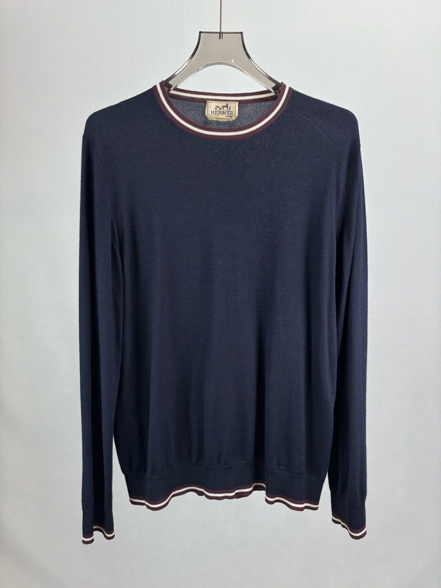 Hermes Hermes Cashmere Silk Striped Trim Sweater XL Size US XL / EU 56 / 4 - 2 Thumbnail