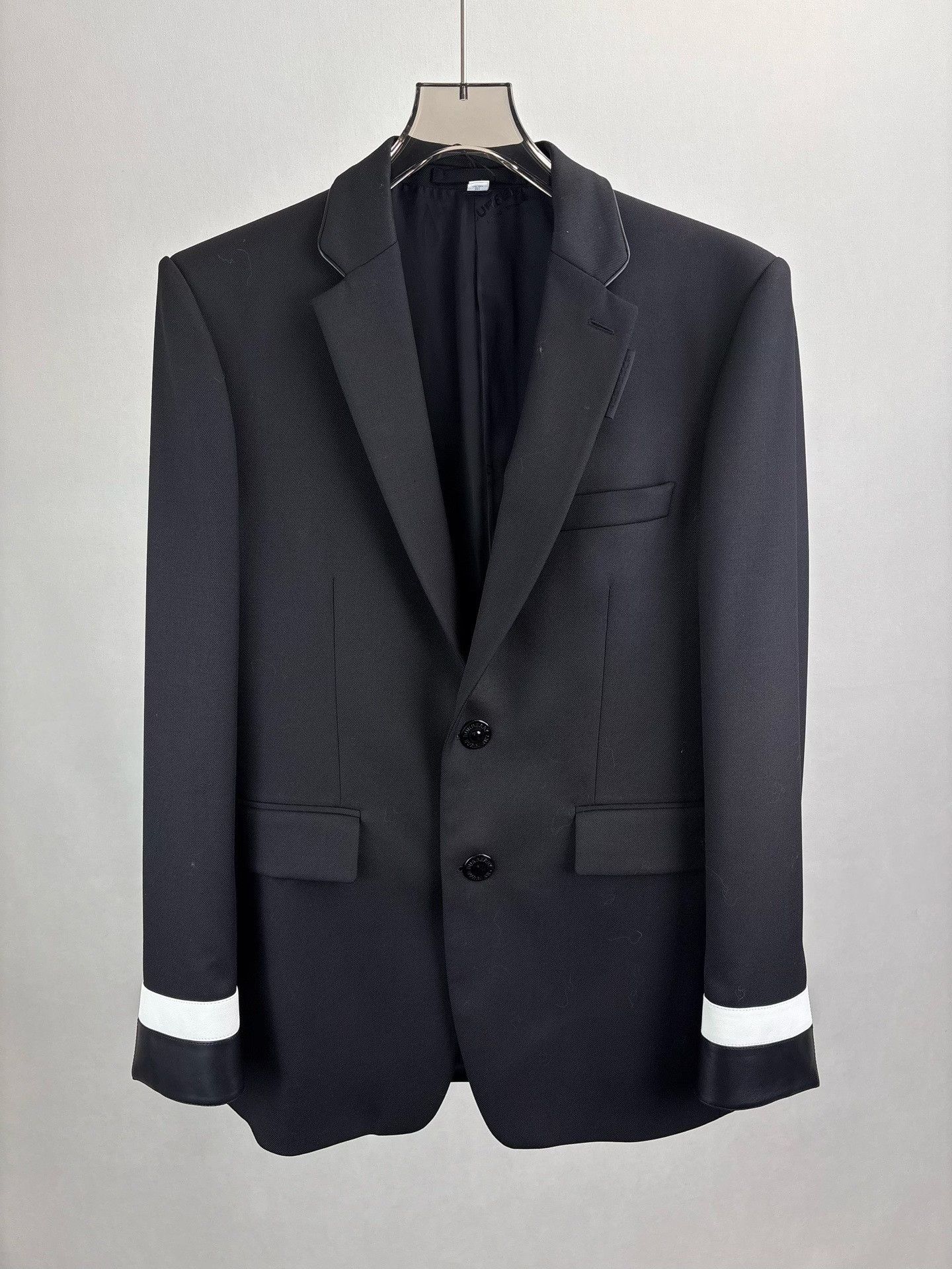 Burberry Burberry Leather Trimmed Wool Blazer Size 40R Size 40R - 2 Thumbnail