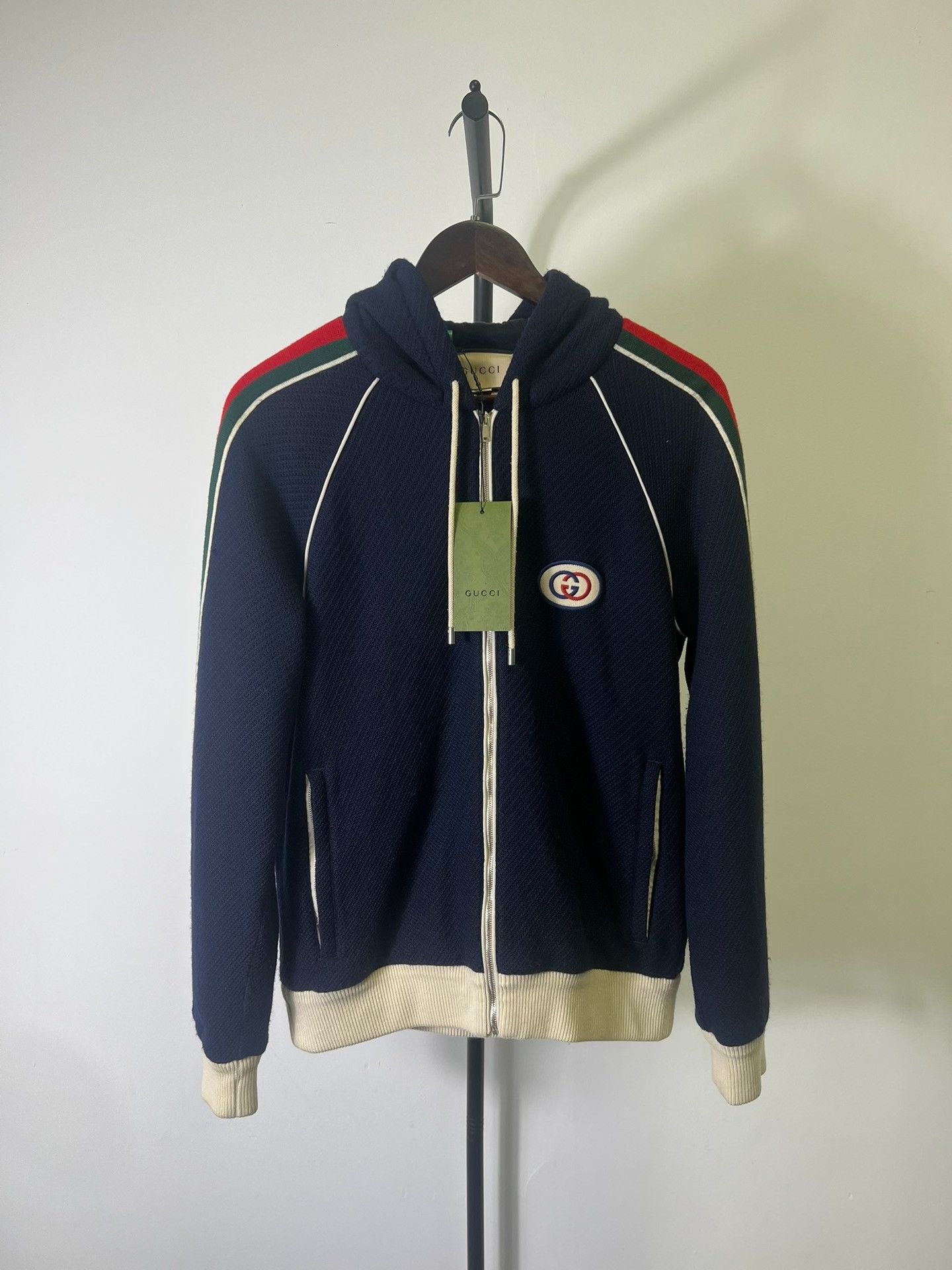 Gucci Gucci Web Stripe Zip-Up Wool Hoodie US S Size US S / EU 44-46 / 1 - 2 Thumbnail