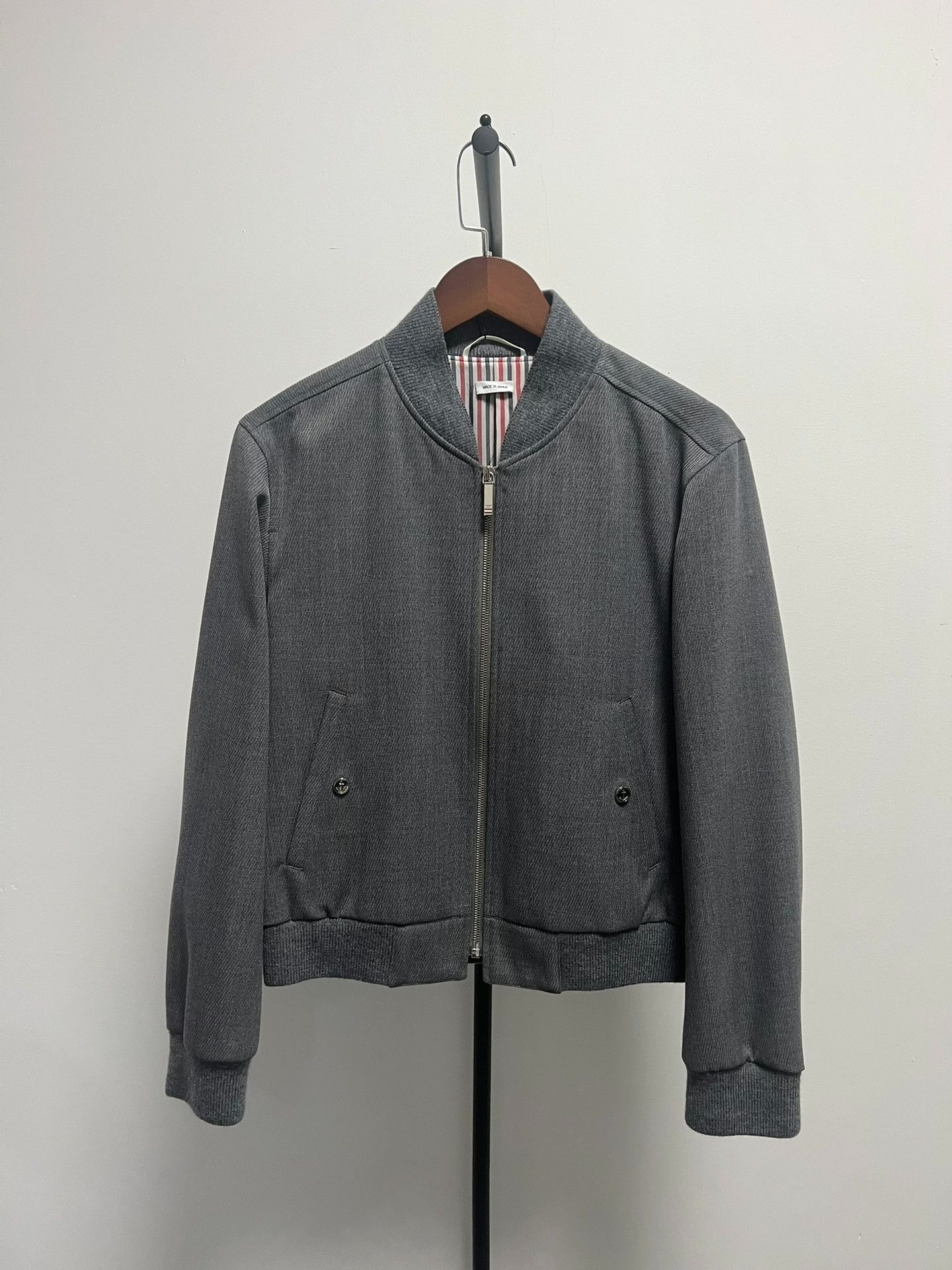 Thom Browne Thom Browne Gray Wool Blend Bomber Jacket Size 0 Size US XS / EU 42 / 0 - 2 Thumbnail