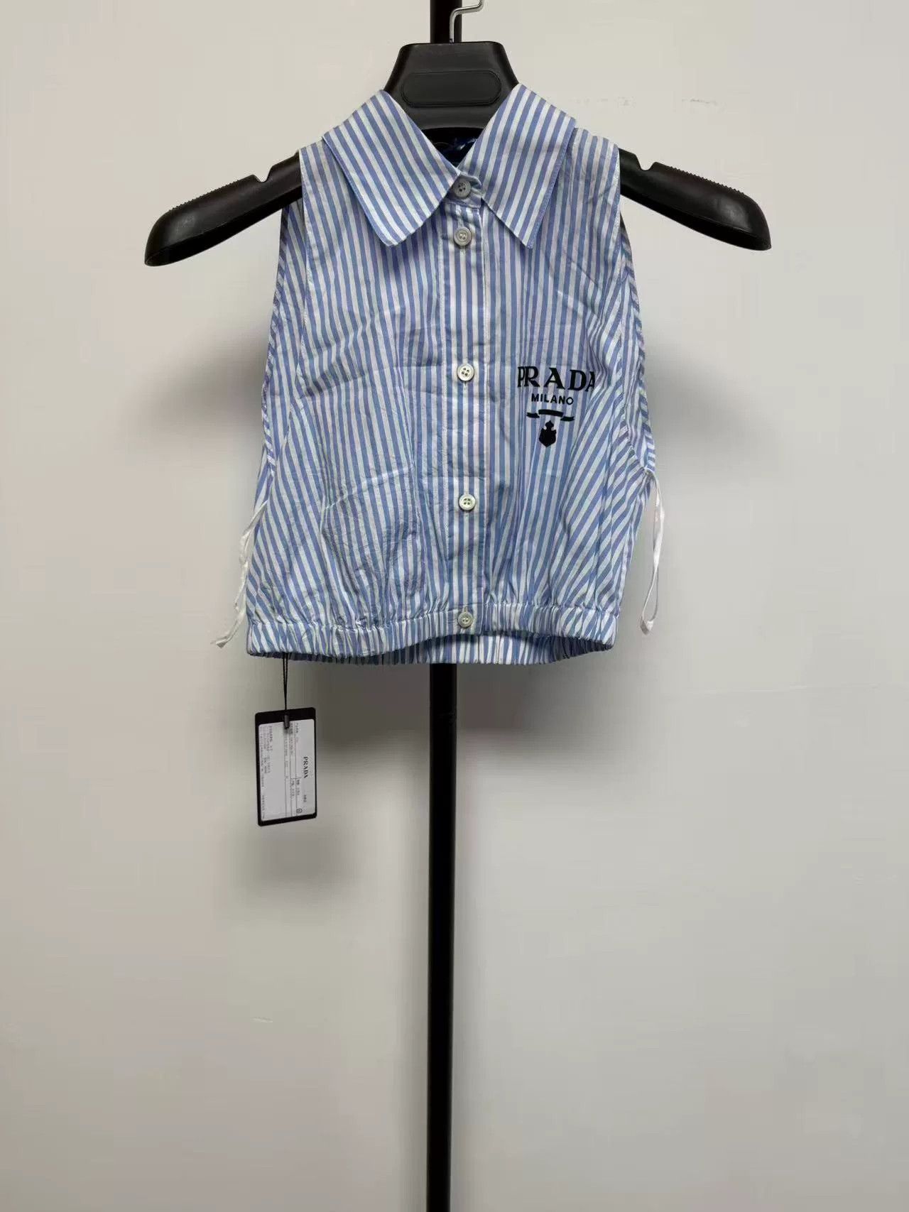 Prada Prada Striped Logo Embroidery Crop Top 38 Size XS / US 0-2 / IT 36-38 - 2 Thumbnail