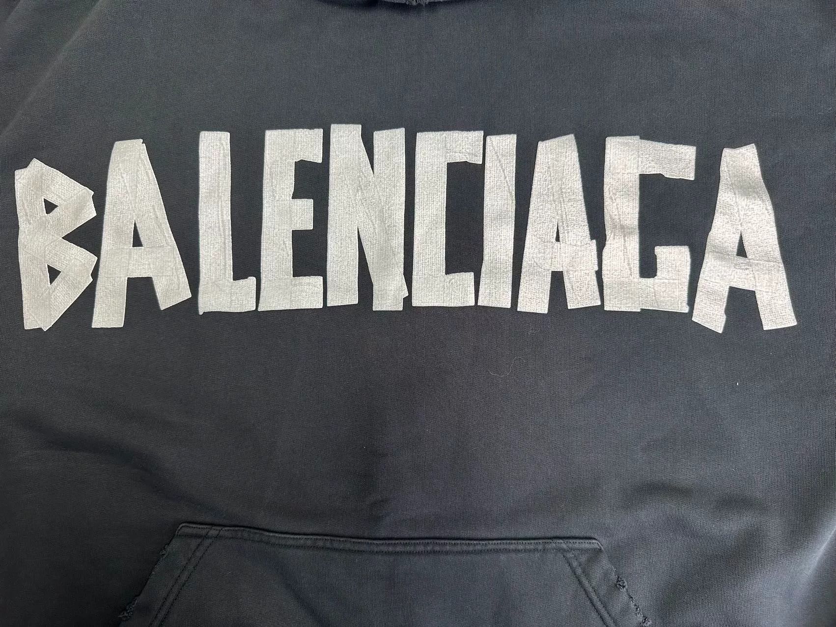 Balenciaga Balenciaga Tape Logo Distressed Hoodie Size 2 Size US M / EU 48-50 / 2 - 4 Thumbnail