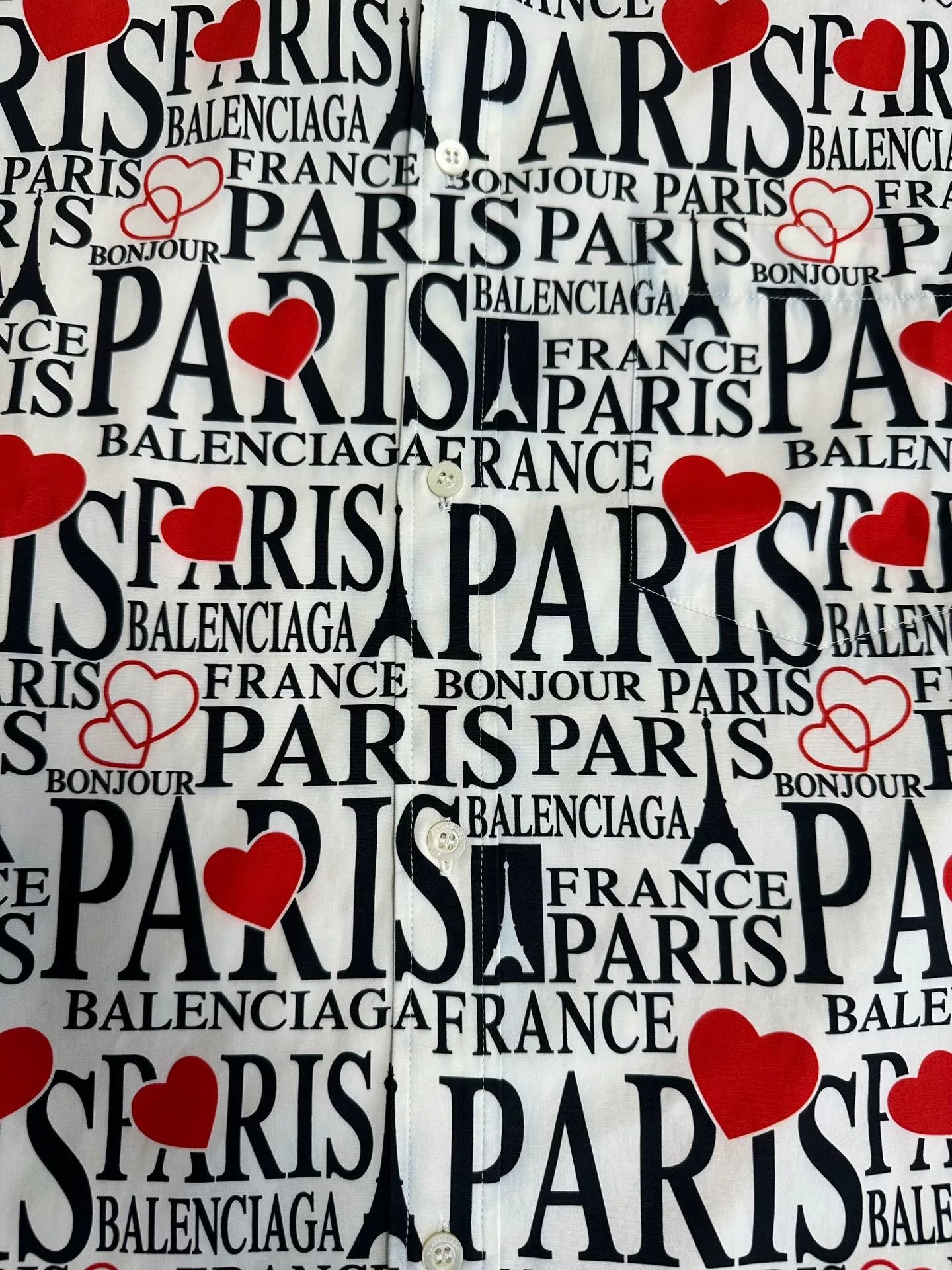 Balenciaga Balenciaga All Over Paris Heart Print Shirt 39 Size US M / EU 48-50 / 2 - 4 Thumbnail